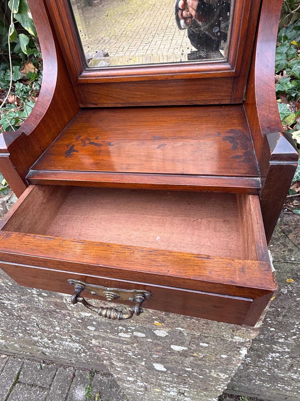 photo buy Vintage Art Deco Dressing Table Mirror With Drawer And Aged Glass