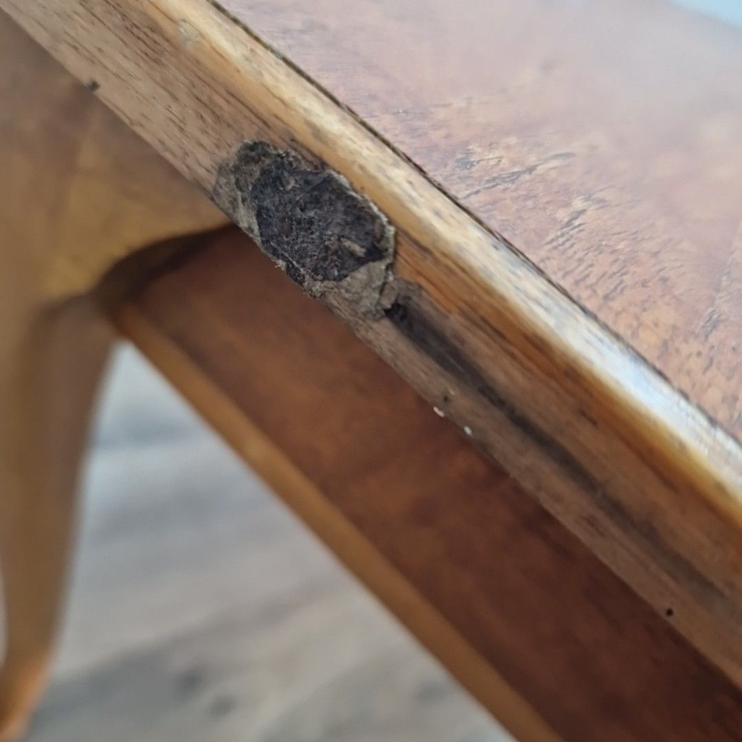 Vintage Wooden Coffee Table With Drawer – Queen Anne Legs – Oak Wood Retro Side photo buy