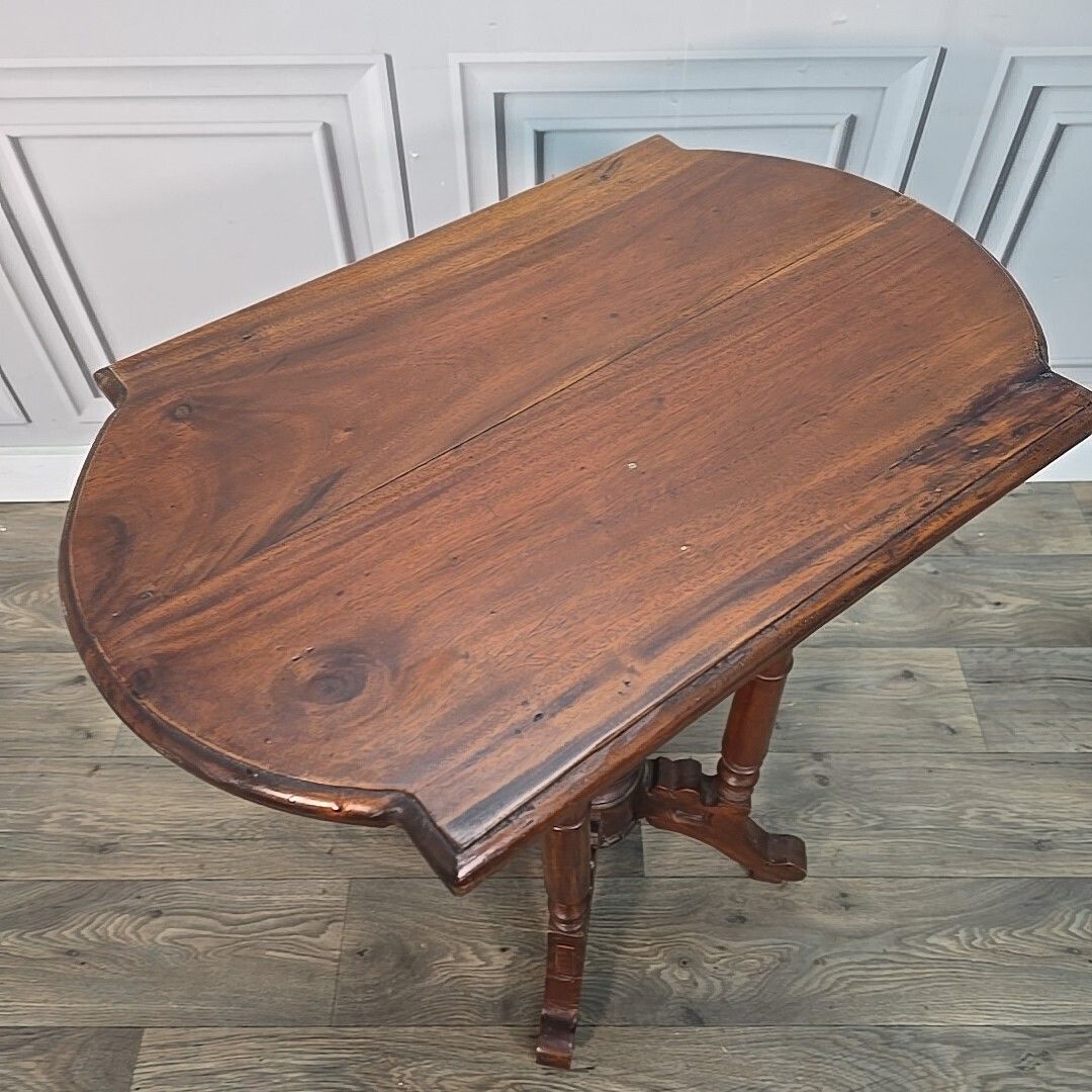 Antique Mahogany Side Table – Hall Lamp Turned Legs & Finial Base – Victorian photo for sale