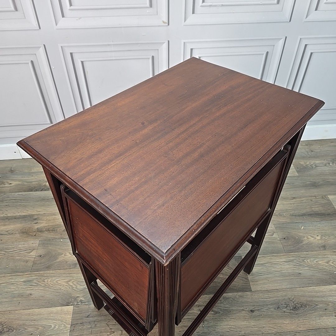 Antique Edwardian Mahogany Tea Table – Fold Out Butler Trays Campaign Style photo 230.0