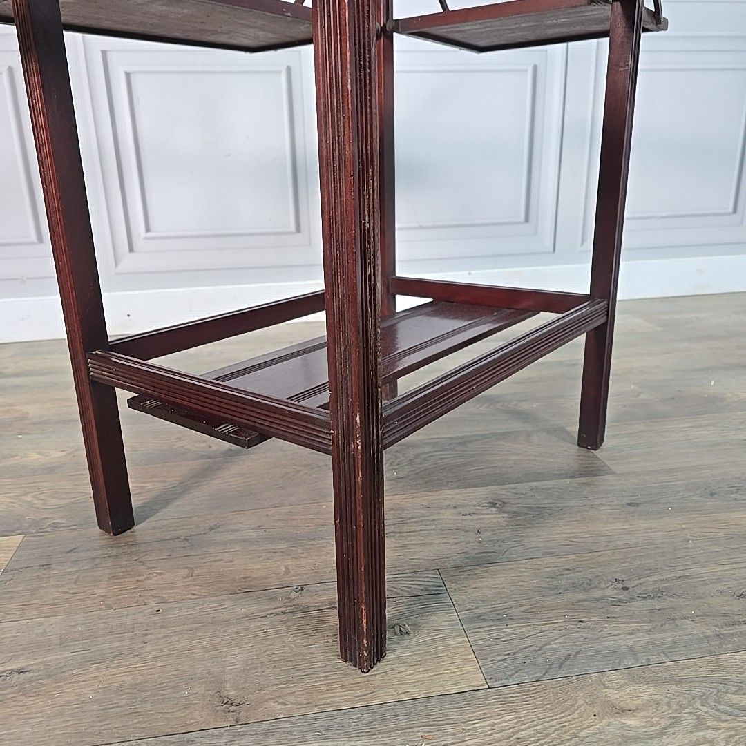 photo furniture Antique Edwardian Mahogany Tea Table – Fold Out Butler Trays Campaign Style