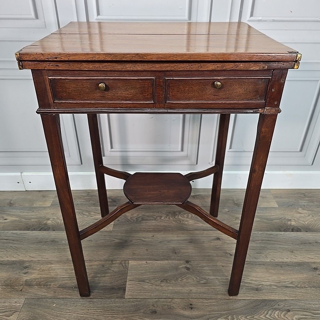 Antique Georgian Tea Table Mahogany Lamp Console Folding Games Card Wooden photo Furniture