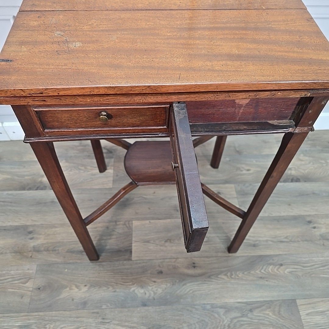 Antique Georgian Tea Table Mahogany Lamp Console Folding Games Card Wooden photo buy