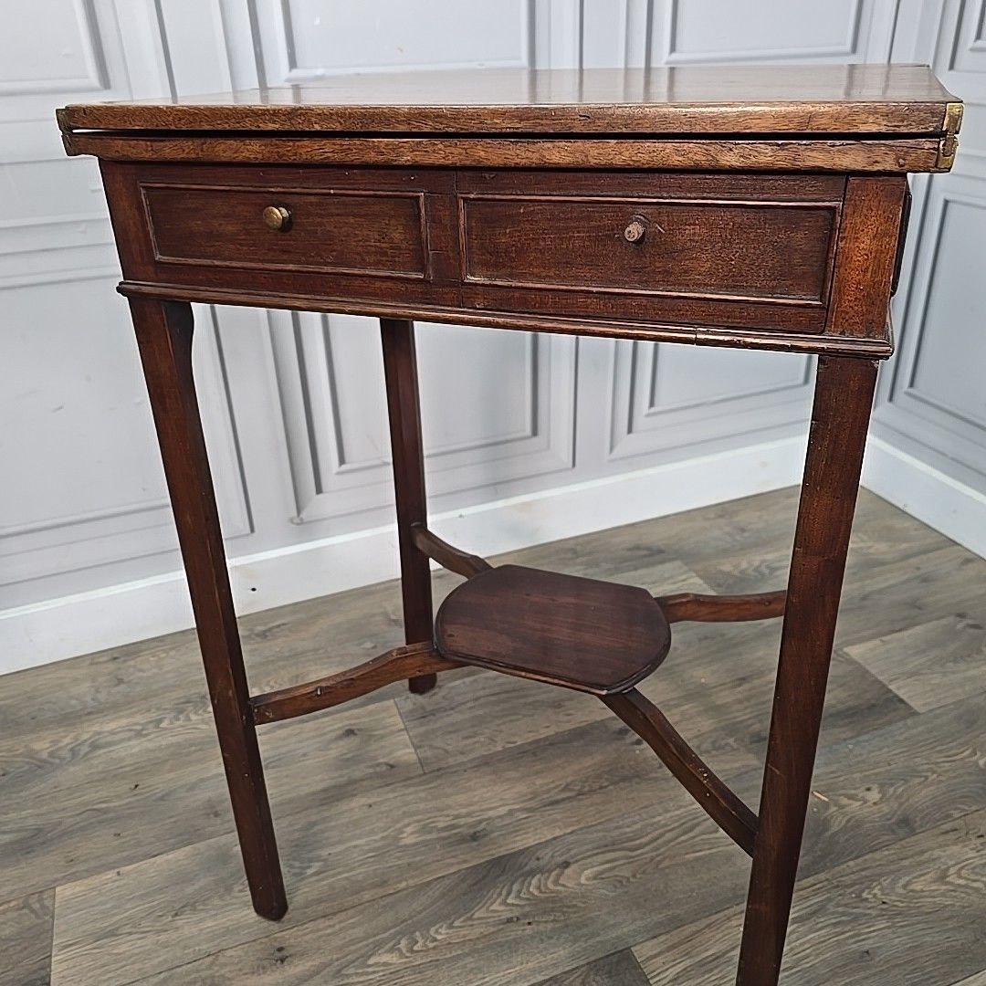 photo buy Antique Georgian Tea Table Mahogany Lamp Console Folding Games Card Wooden