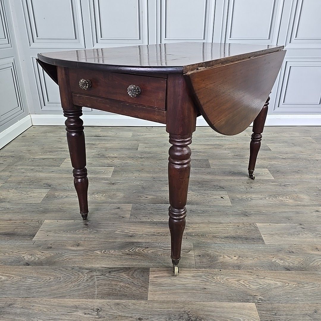 Antique Mahogany Pembroke Table – Georgian Victorian Drop Leaf Centre Drawers photo furniture
