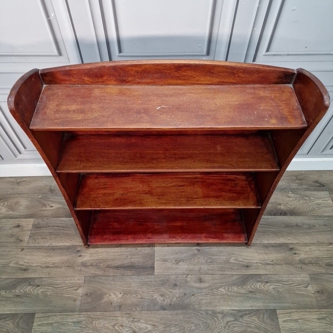 Vintage Wooden Open Bookcase – Arts & Crafts Style Retro Shelving Unit Shelf photo 140.0