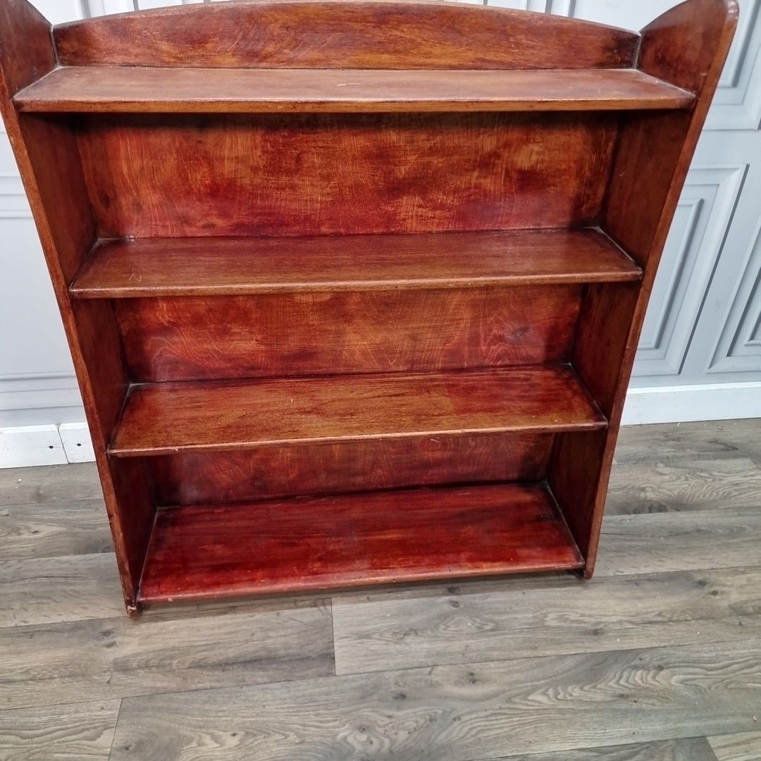 Vintage Wooden Open Bookcase – Arts & Crafts Style Retro Shelving Unit Shelf photo buy
