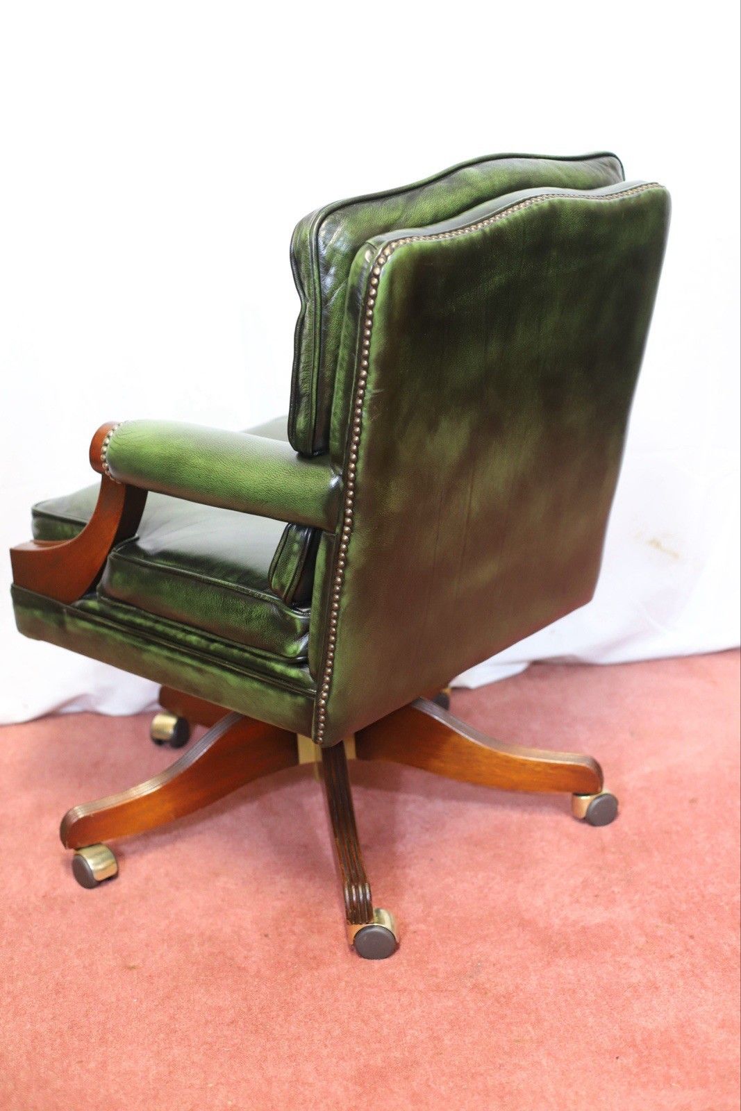 Bevan Funnel Reprodux , Stunning Mahogany And Leather Swivel Chair photo buy