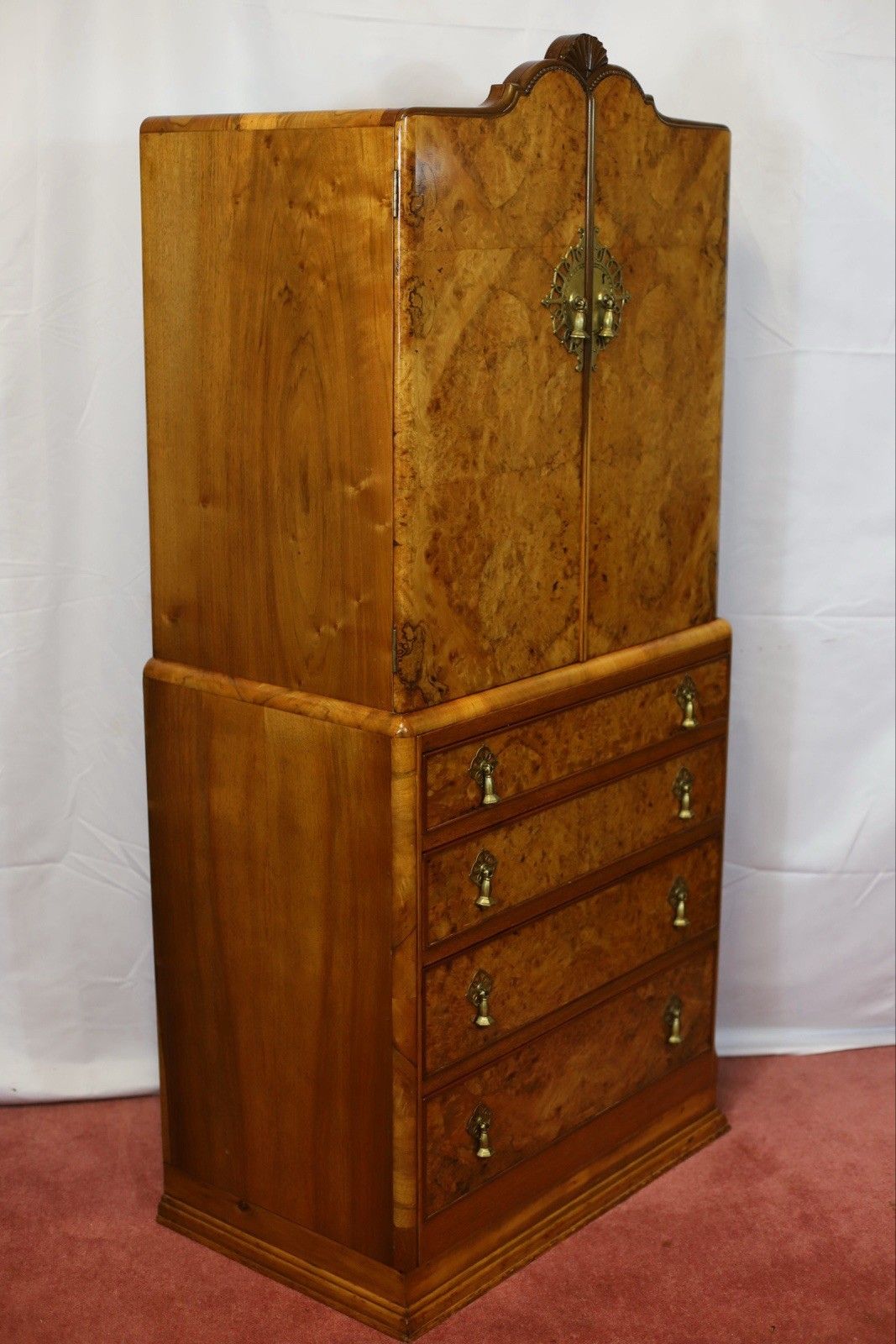 Beautiful Antique Art Deco Burr Walnut Chest Of Drawers photo furniture