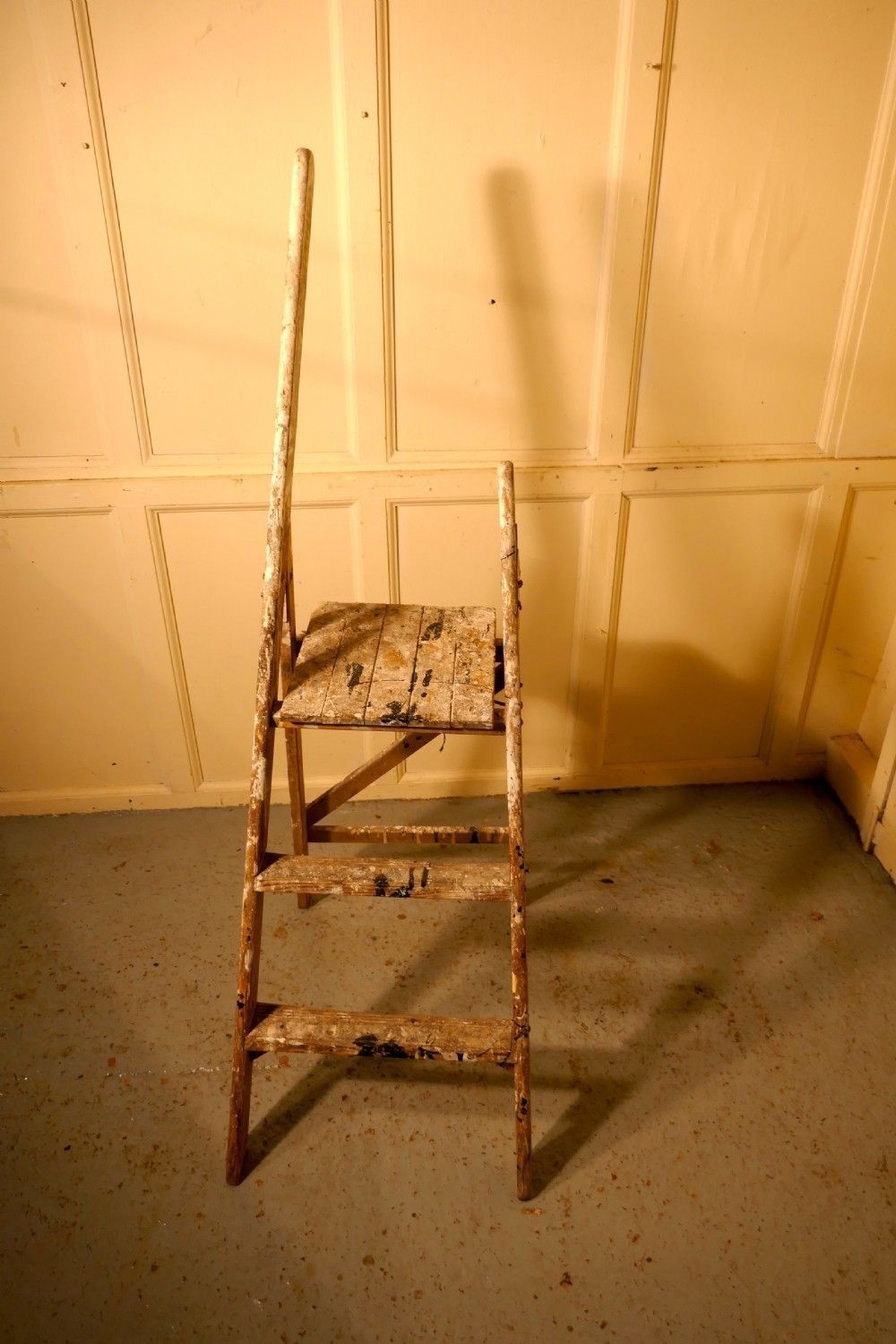 Victorian Paint Splattered Step Ladder Or Kitchen Steps photo vintage