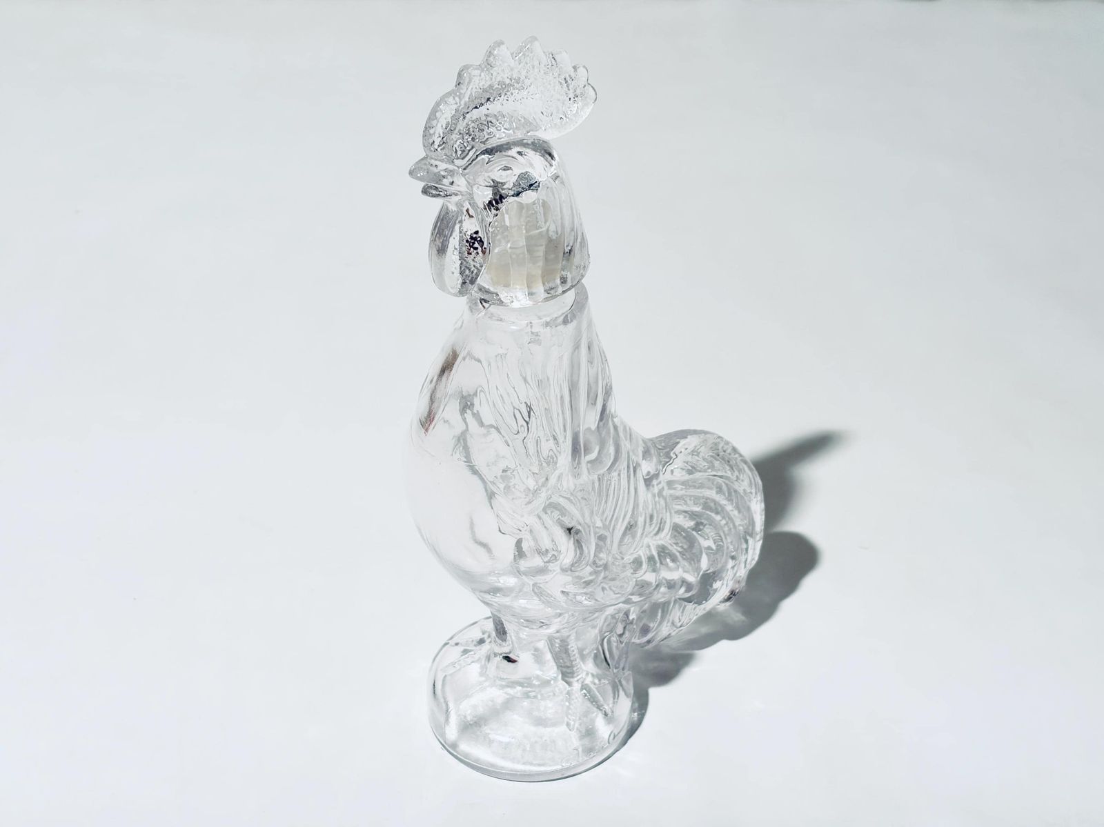 Rooster Shape Glass Spirit Decanter Carafe Italy / Mid Century Vintage Decor