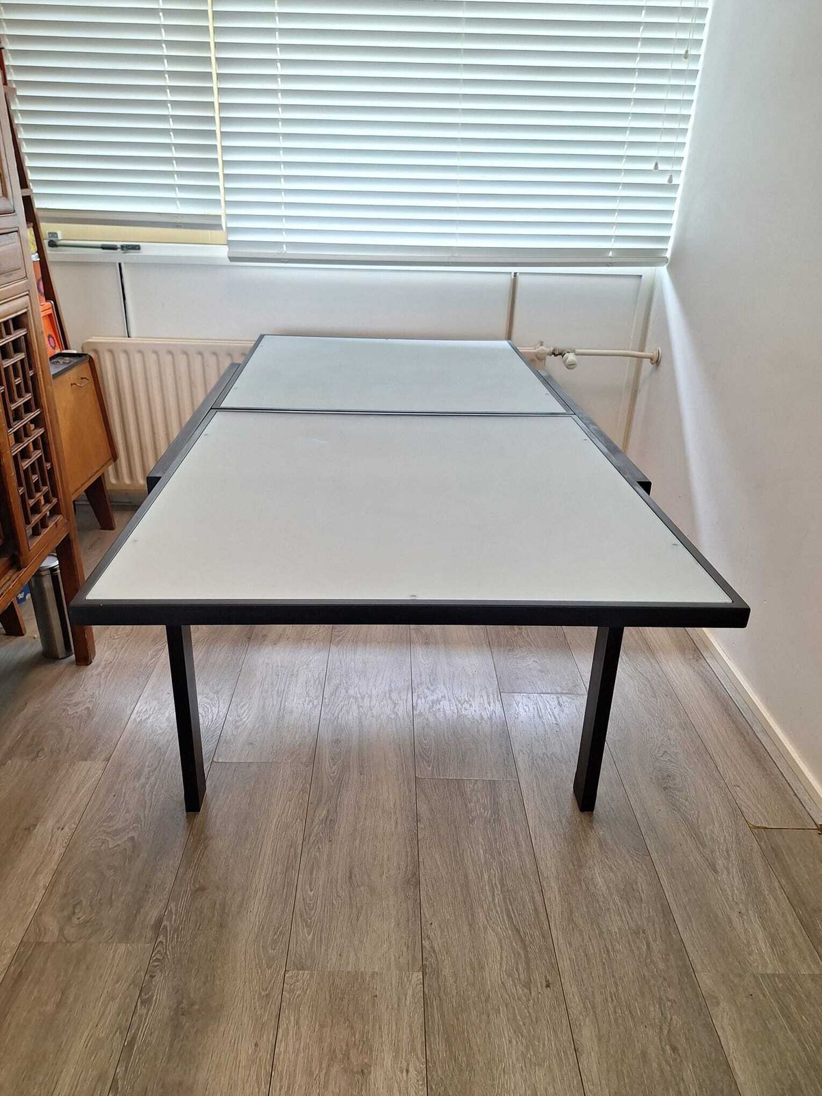 Italian Metal Glass Table With Extendable Frosted Glass Top photo 772.0