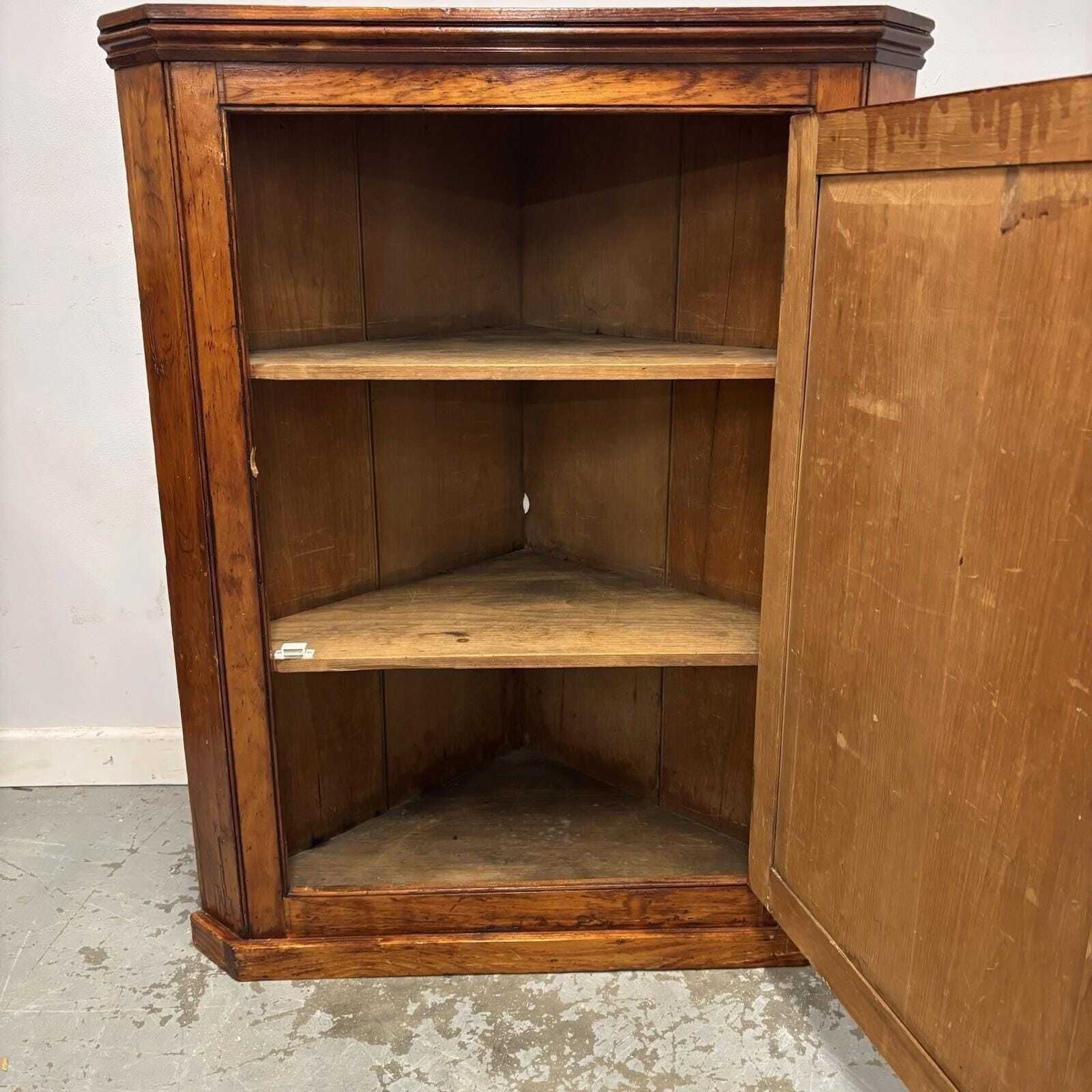 photo buy Vintage Wood Corner Cabinet – Vintage Panelled Cupboard With Shelves