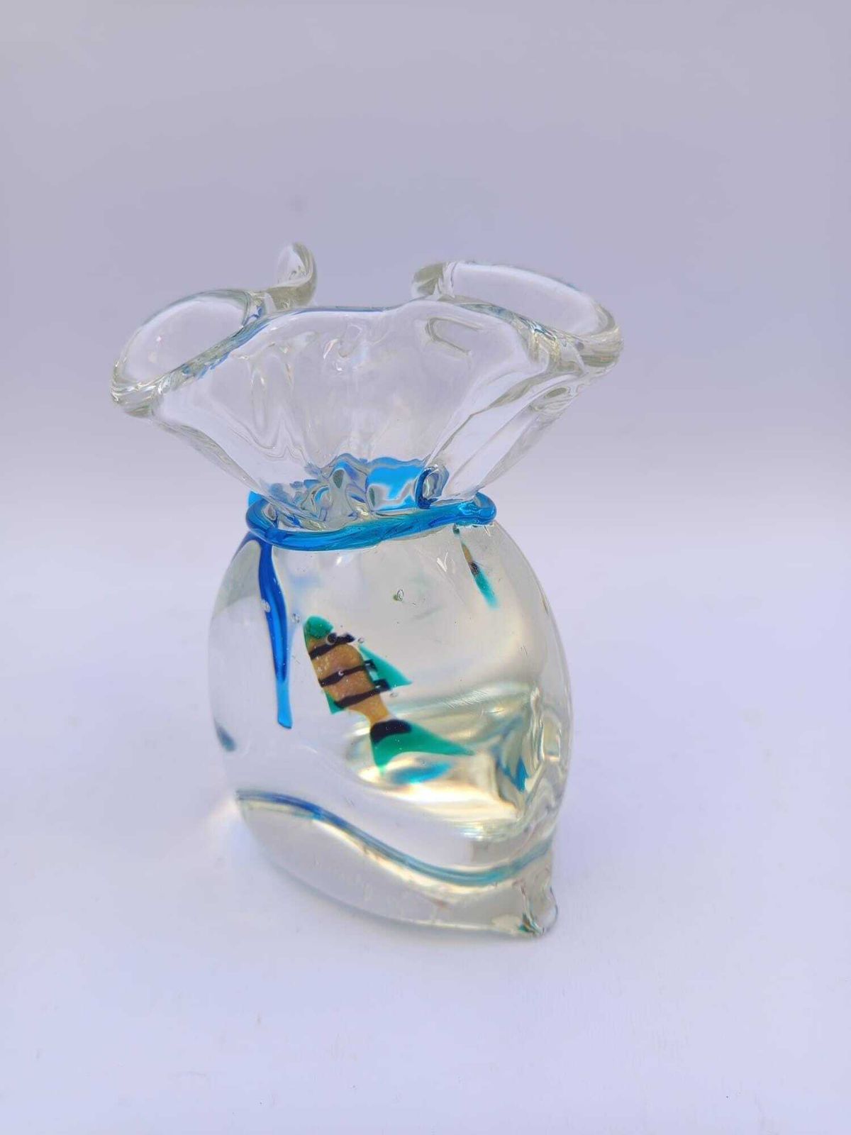 Vittorio Costantini Bag With Rare Vintage Murano Glass Fish Aquarium photo for sale