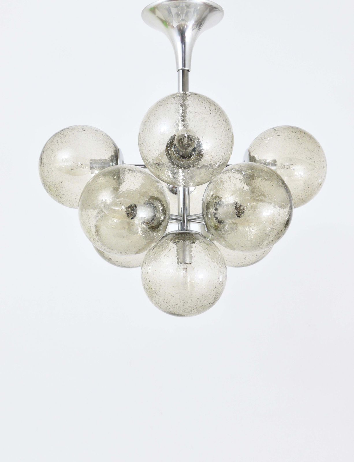 E. R. Nele Temde Atomic Sputnik Chandelier Chromed Space Age Tulip Pendant Lamp photo for sale