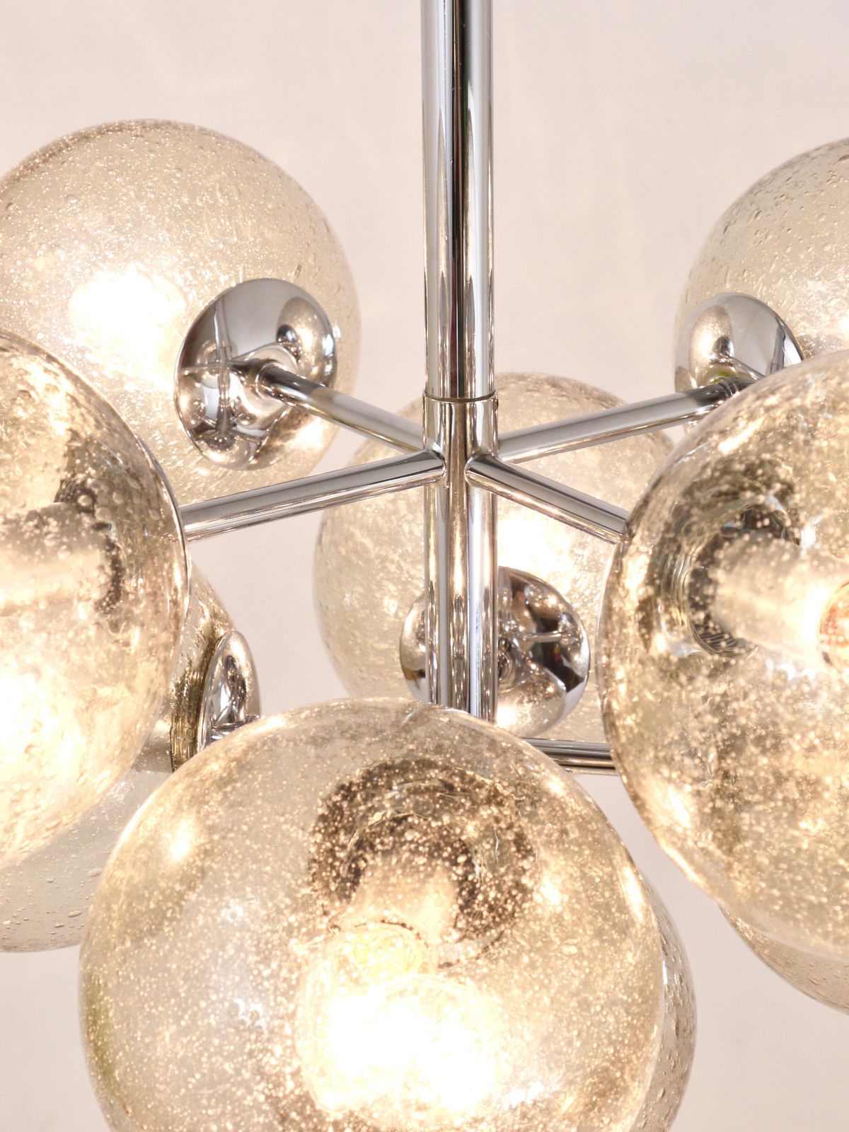 E. R. Nele Temde Atomic Sputnik Chandelier Chromed Space Age Tulip Pendant Lamp photo 1768.0