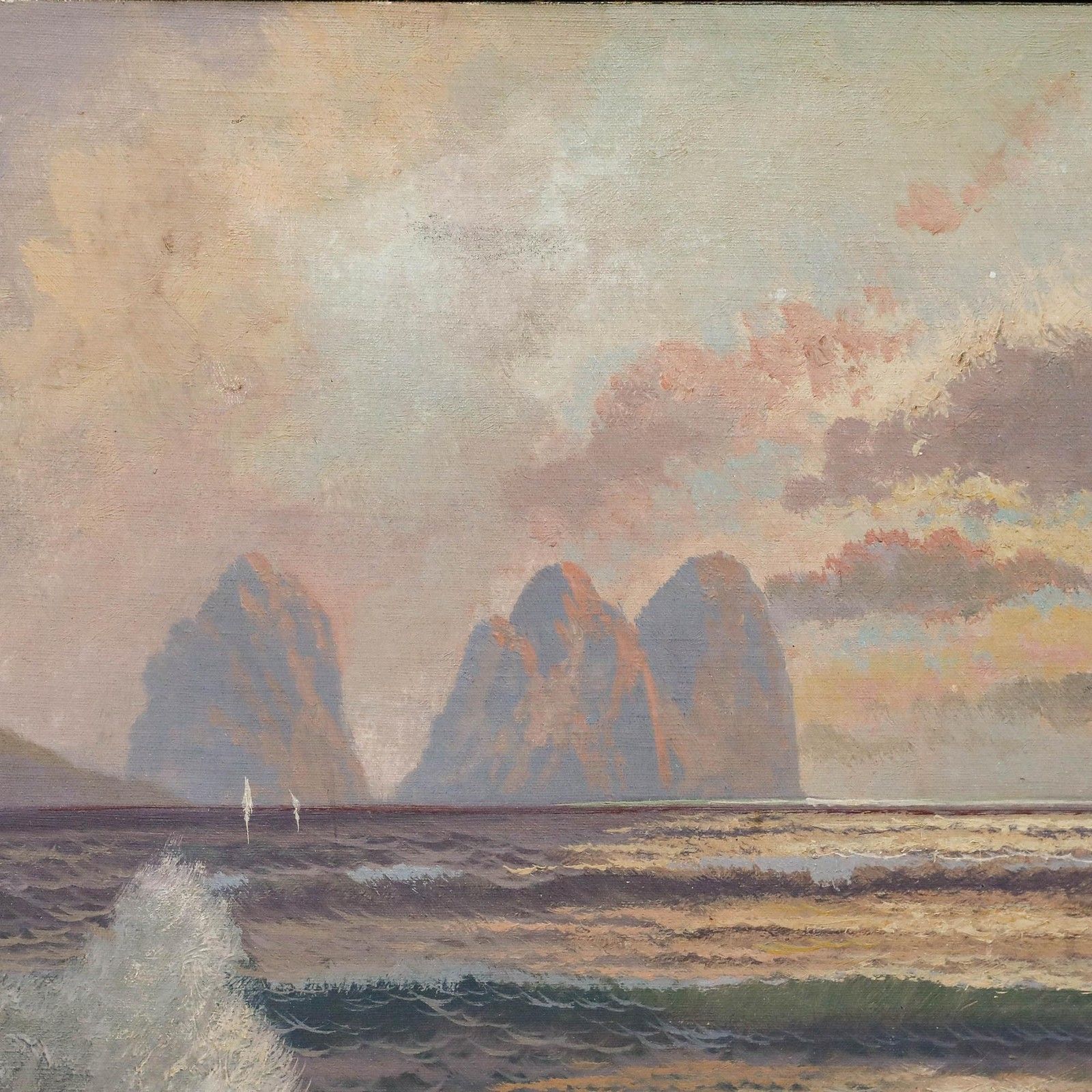 Franz Waldegg (1888 1966) Framed Oil, Faraglioni Rock Formations photo Art