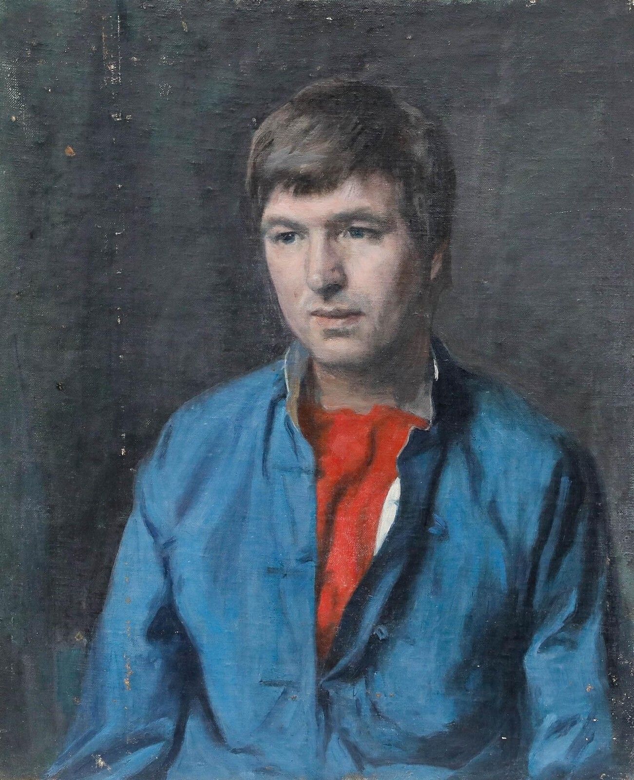 George Weissbort (1928 2013) Oil, Portrait Of A Young Man In A Blue Jacket photo furniture