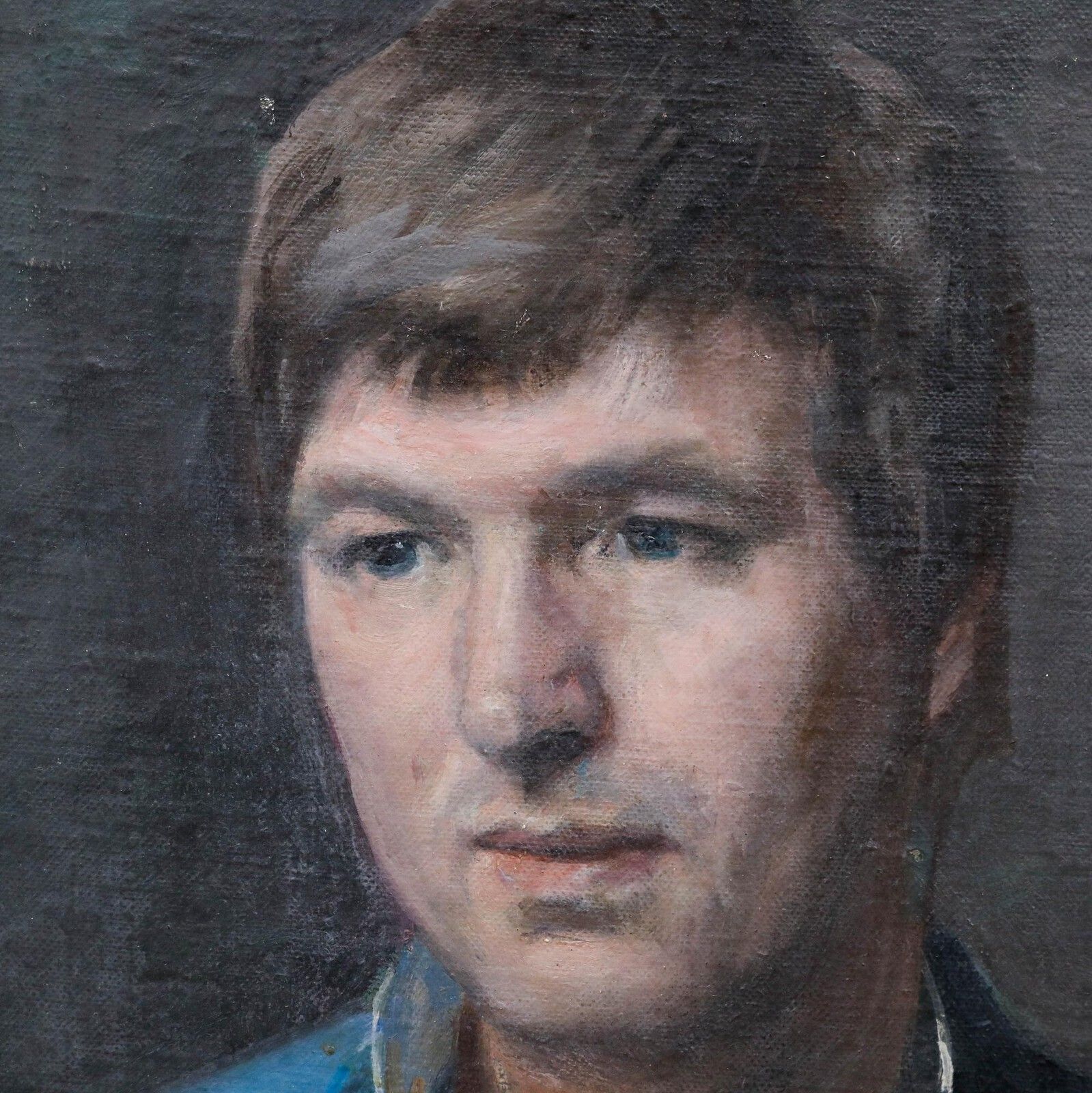 George Weissbort (1928 2013) Oil, Portrait Of A Young Man In A Blue Jacket photo Art