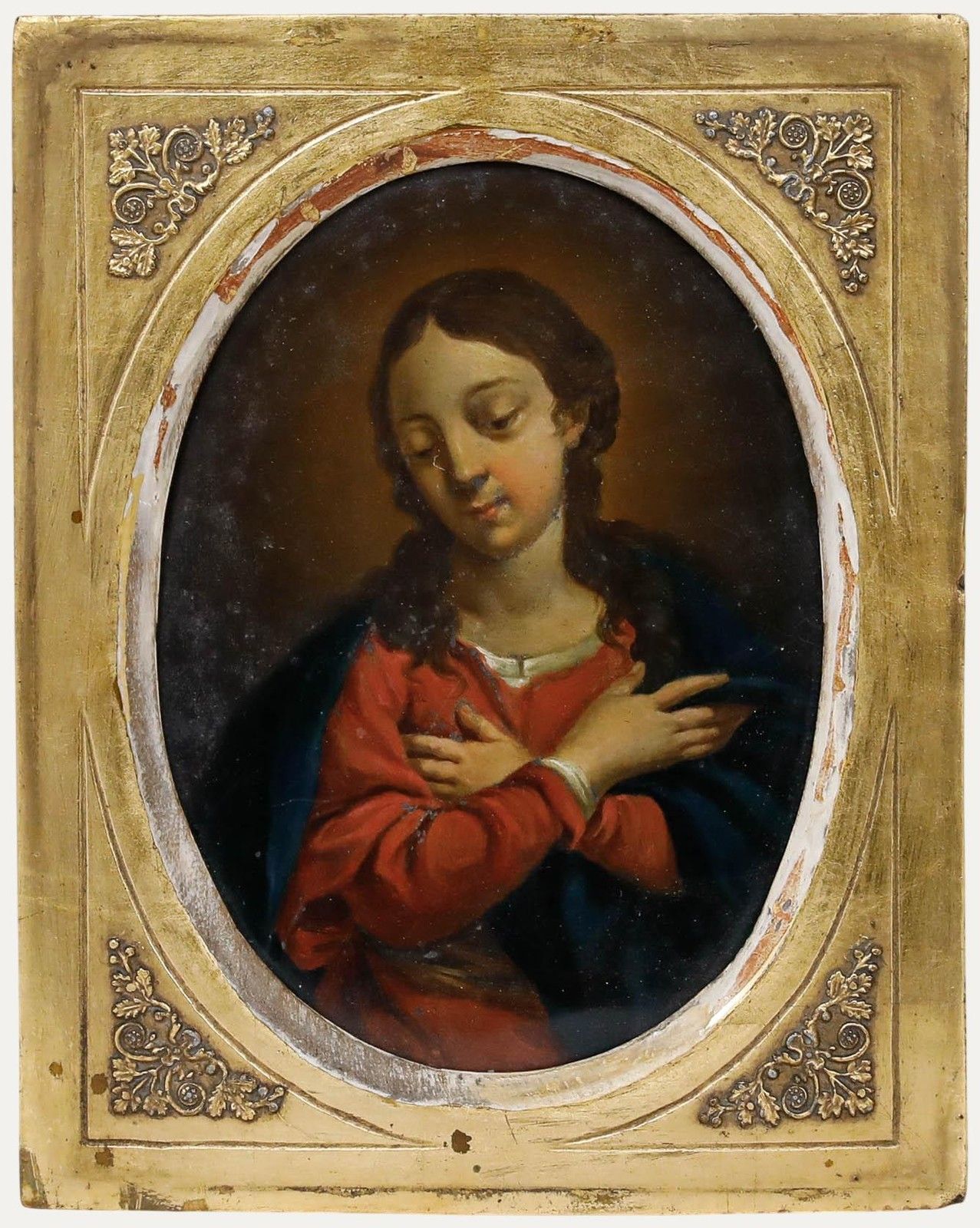 Framed 18th Century Oil Mary In Humility