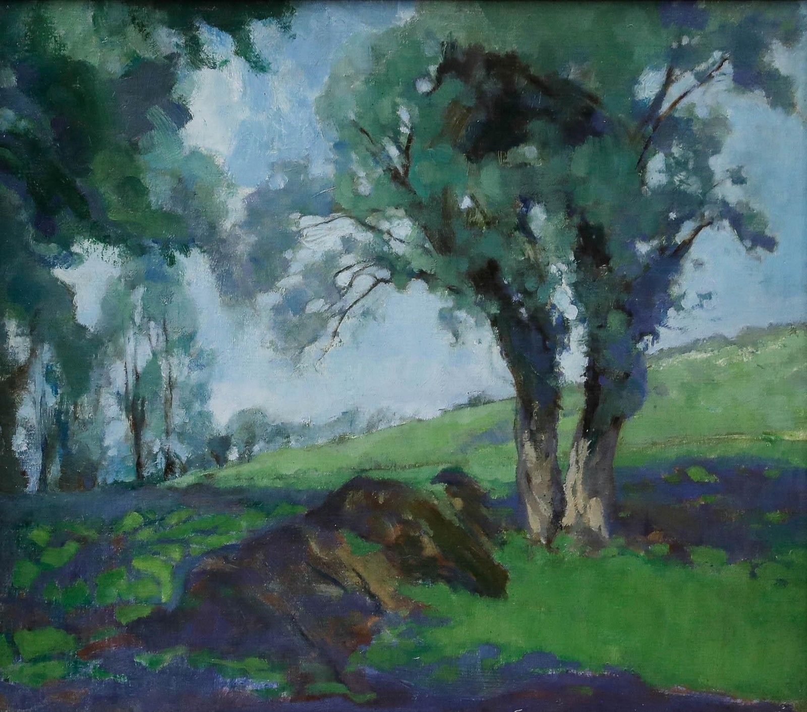 Impressionist 20th Century Oil Spring In The Countryside photo furniture