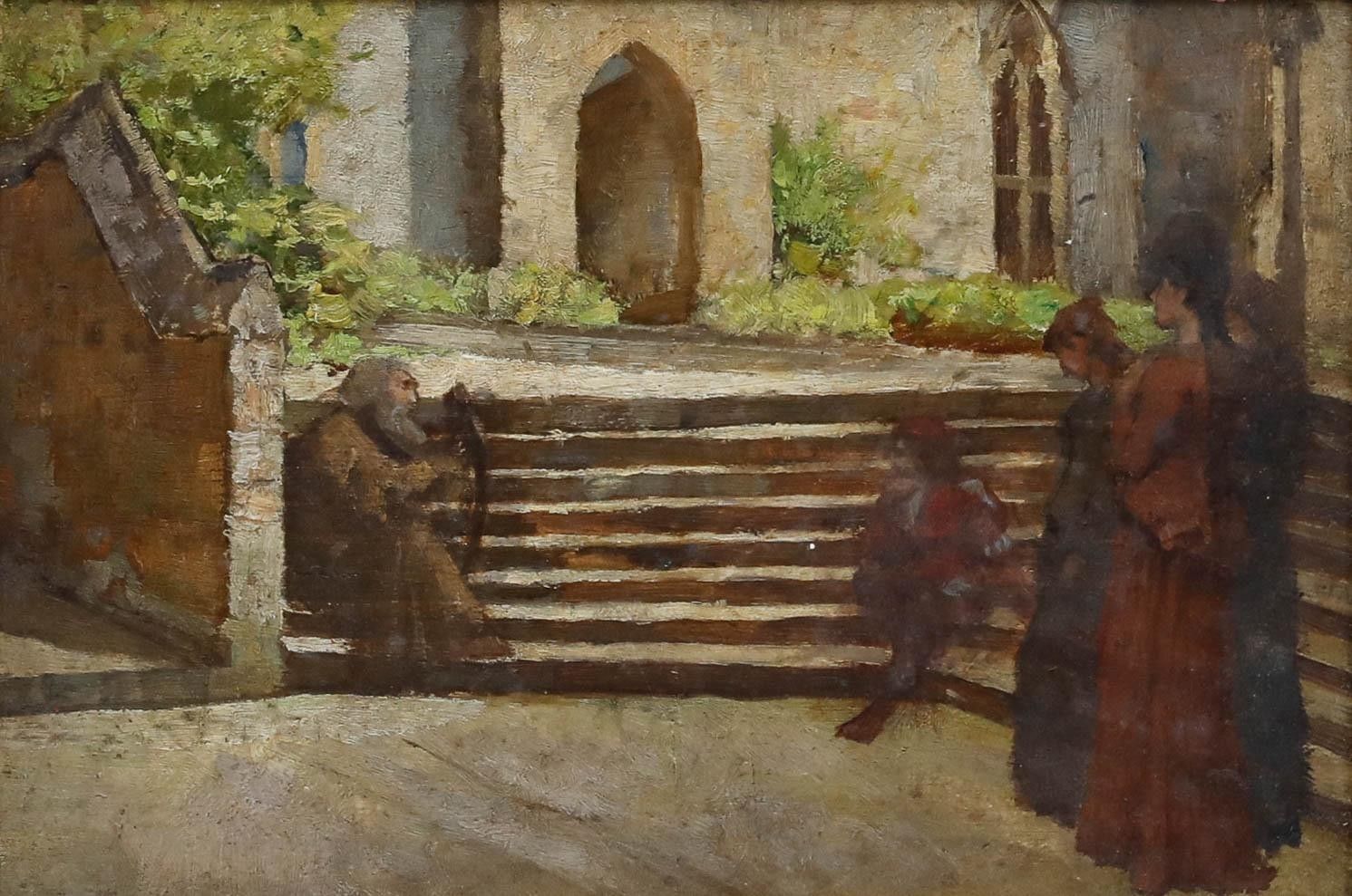Follower Of Byam Shaw (1872 1919) Framed Oil, The Blind Harper photo furniture