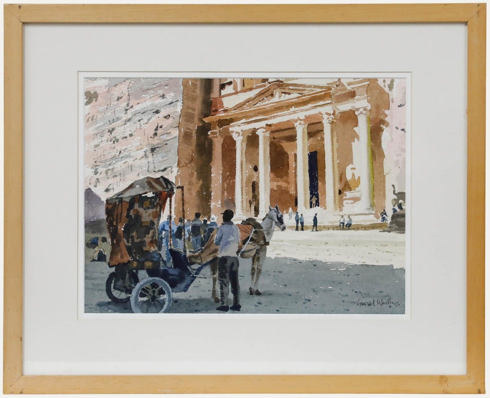 Gerald Woolley (B.1929) Framed 20th Century Watercolour, Al Khazneh, Jordan