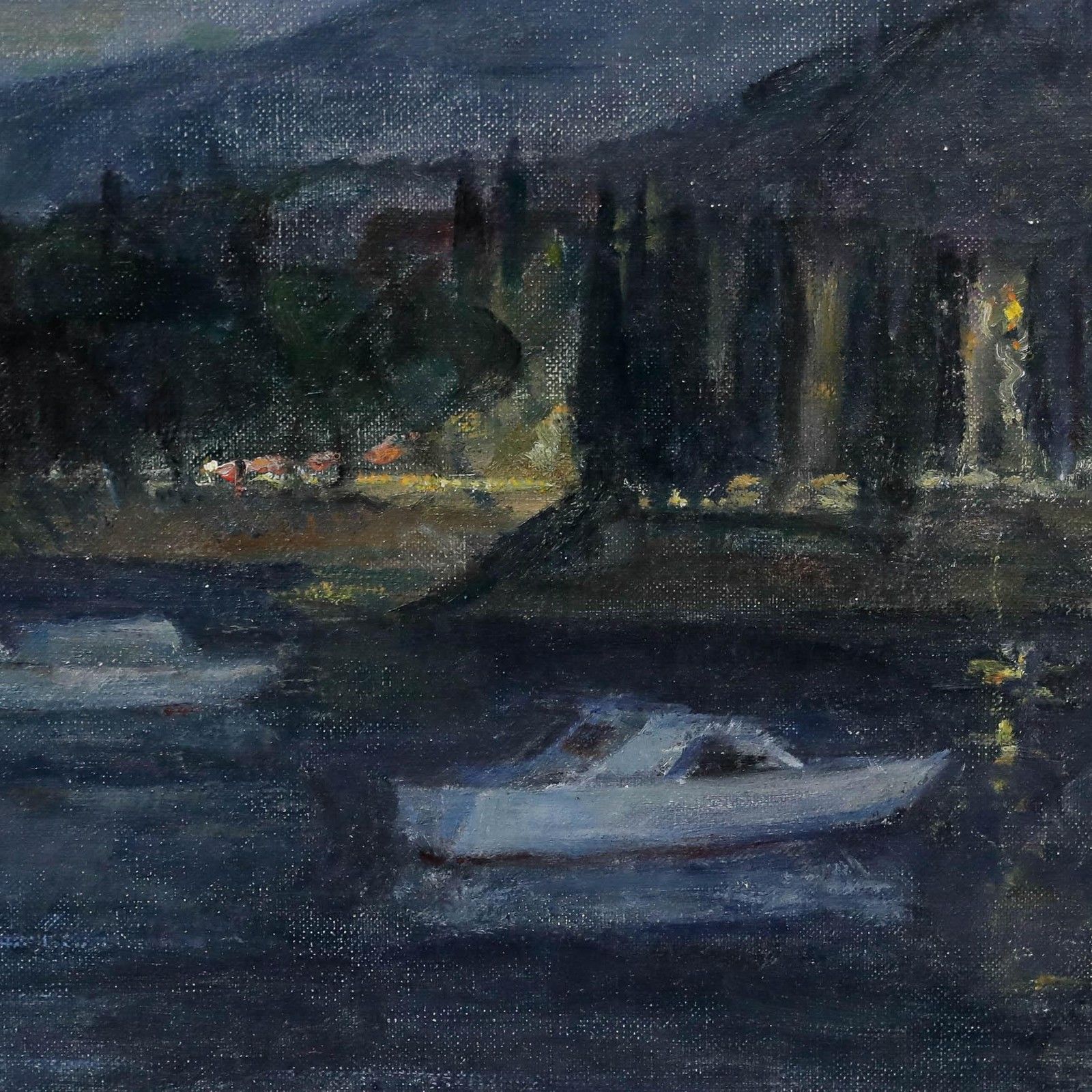 Attrib. Margaret Adelaide Norman (1908 1976)  1974 Oil, Dubrovnik Boats By Night photo Art