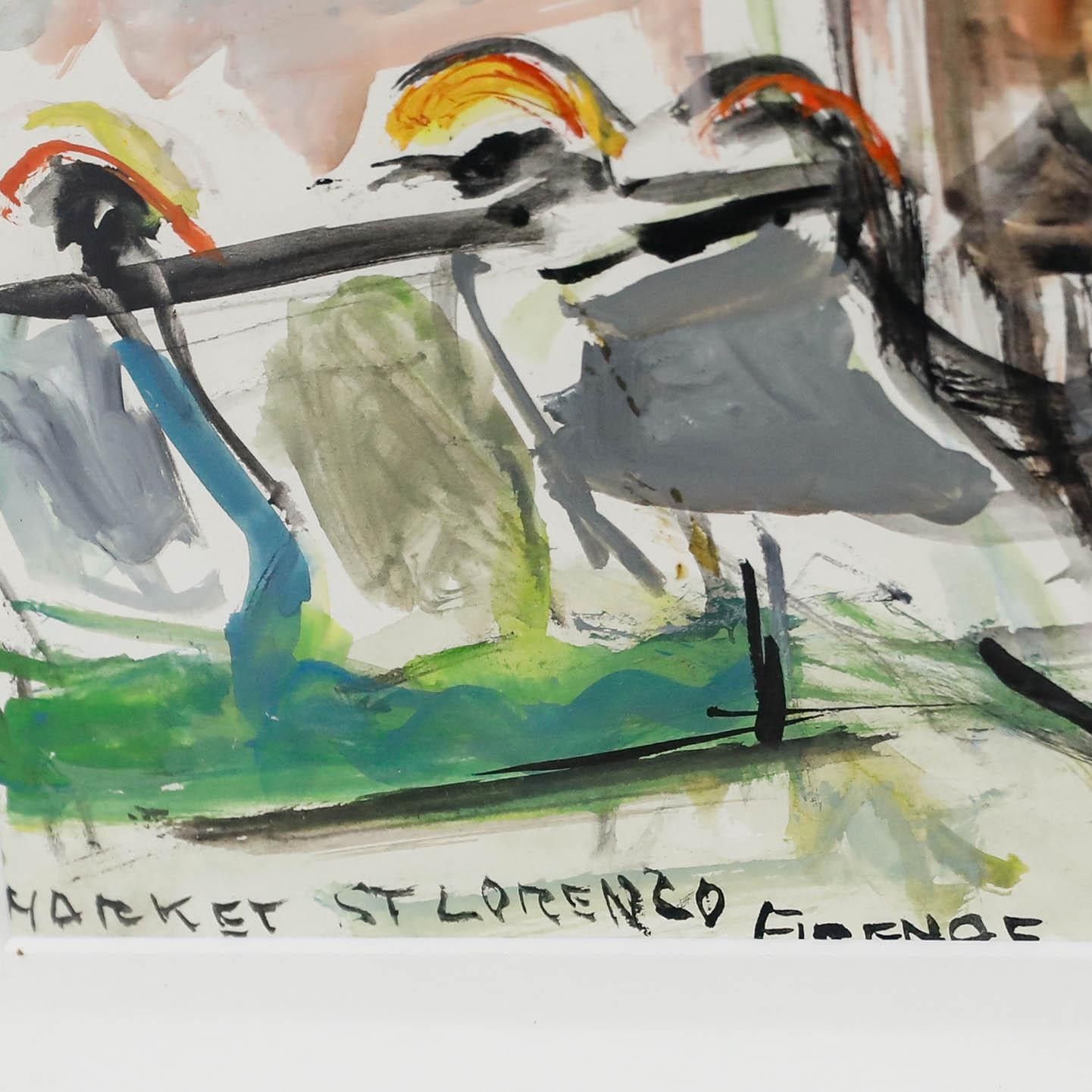 Henry Sanders (1918 1982) Framed 1975 Watercolour, San Lorenzo Market photo Art