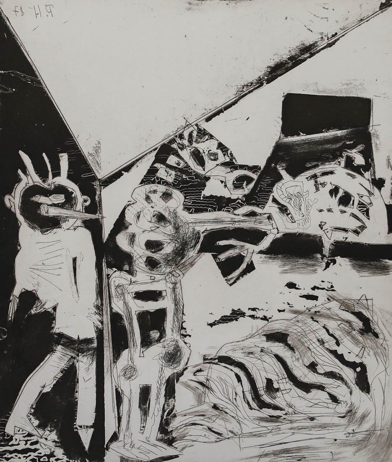 Peter Herbrich (B.1939) 1987 Etching, A Strange Encounter photo furniture