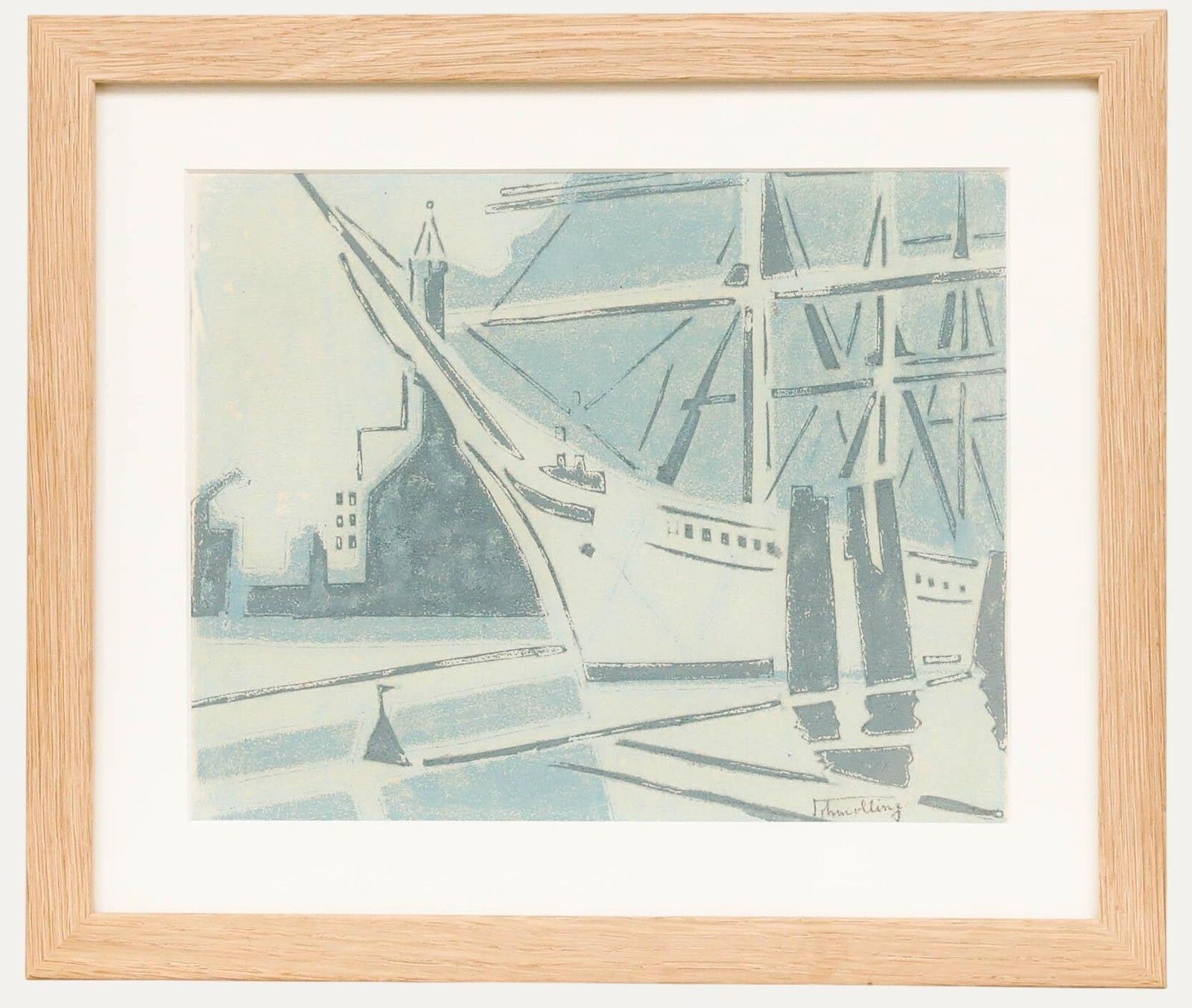 Paul Schmolling (1892 1965) Mid 20th Century Woodcut, View Of The Bow