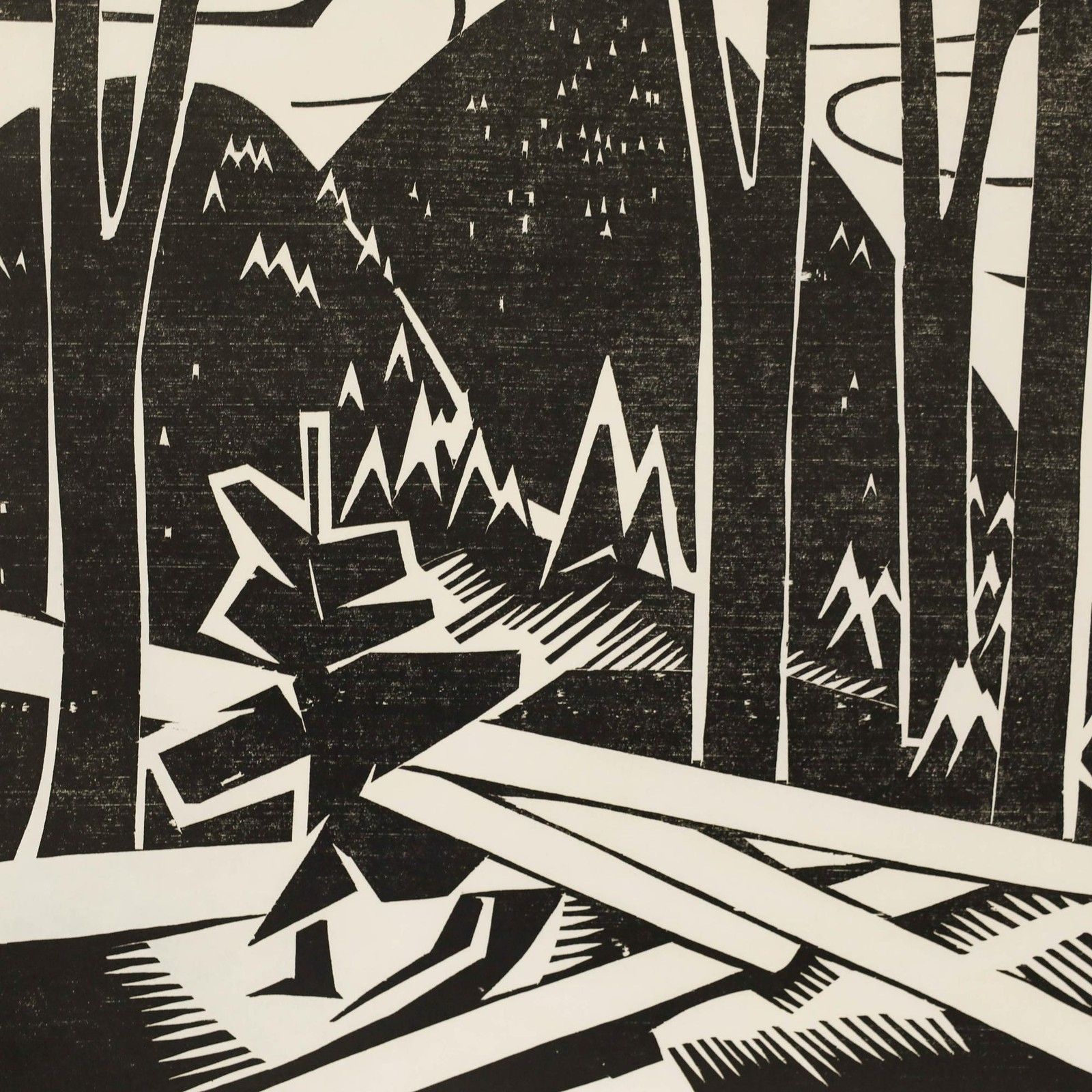 Ali Kurt Baumgarten (1914 2009) 1980 Woodcut, Woodland Landscape photo Art
