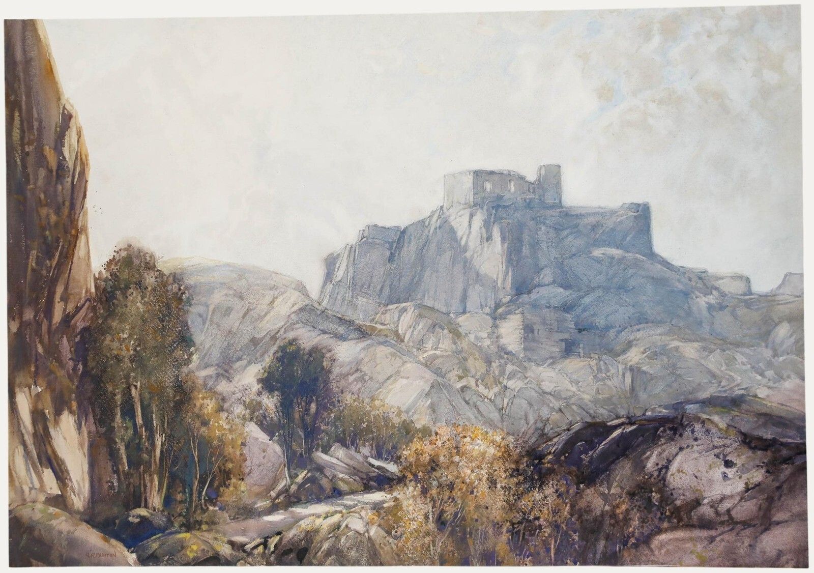 George Robert Rushton Rba (1868 1948) Watercolour, Les Beax, South Of France