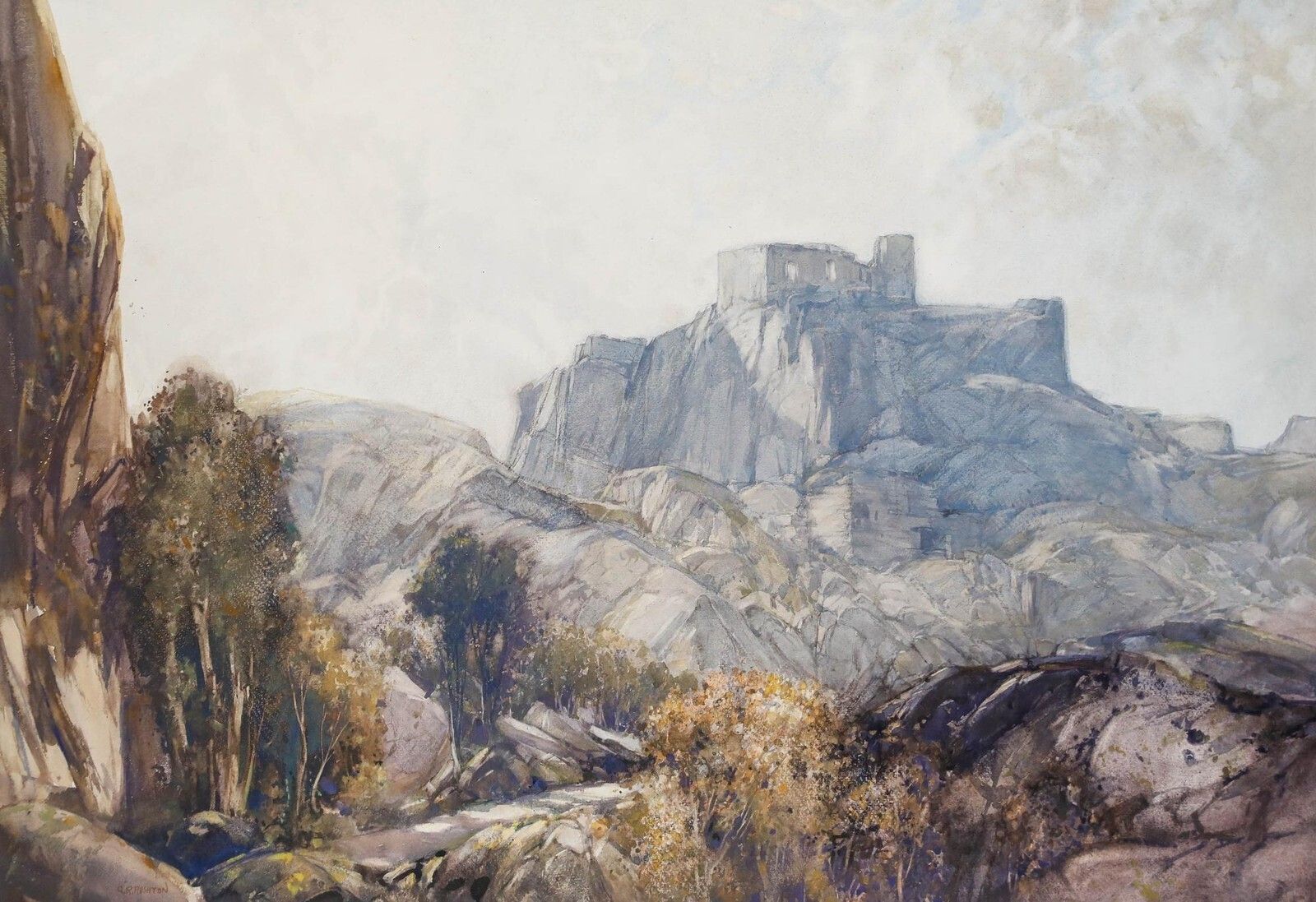 George Robert Rushton Rba (1868 1948) Watercolour, Les Beax, South Of France photo furniture
