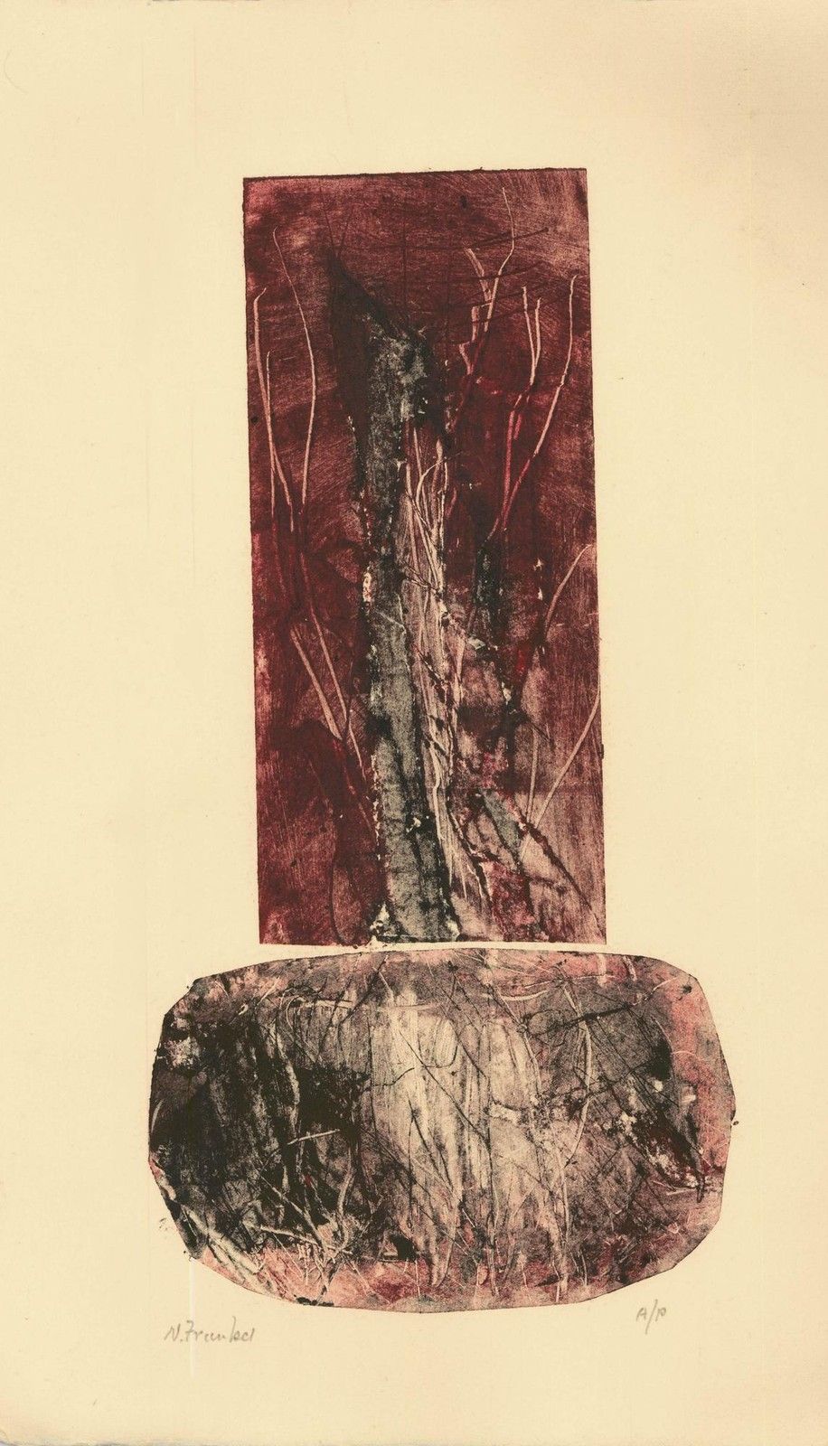 Nan Frankel (1929 2021) Artist Proof 20th Century Collagraph, Exclamation photo furniture