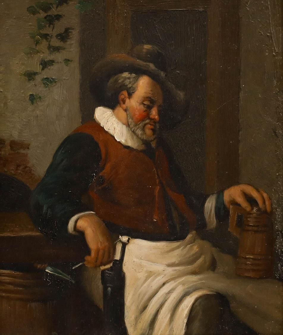 German School Late 19th Century Oil Man With Tankard photo furniture
