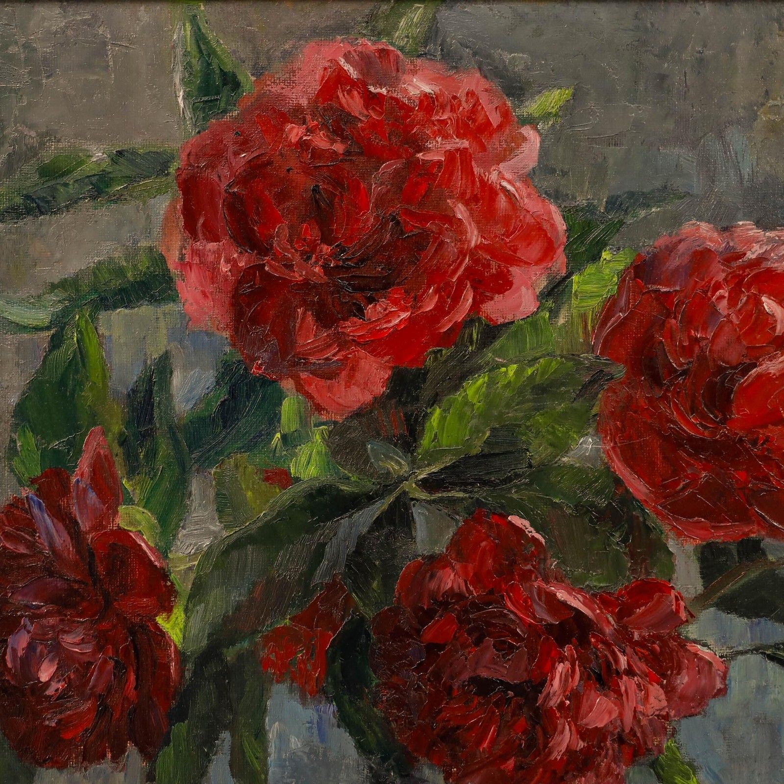 M. Williams Framed 20th Century Oil, Still Life Of Peonies photo Art