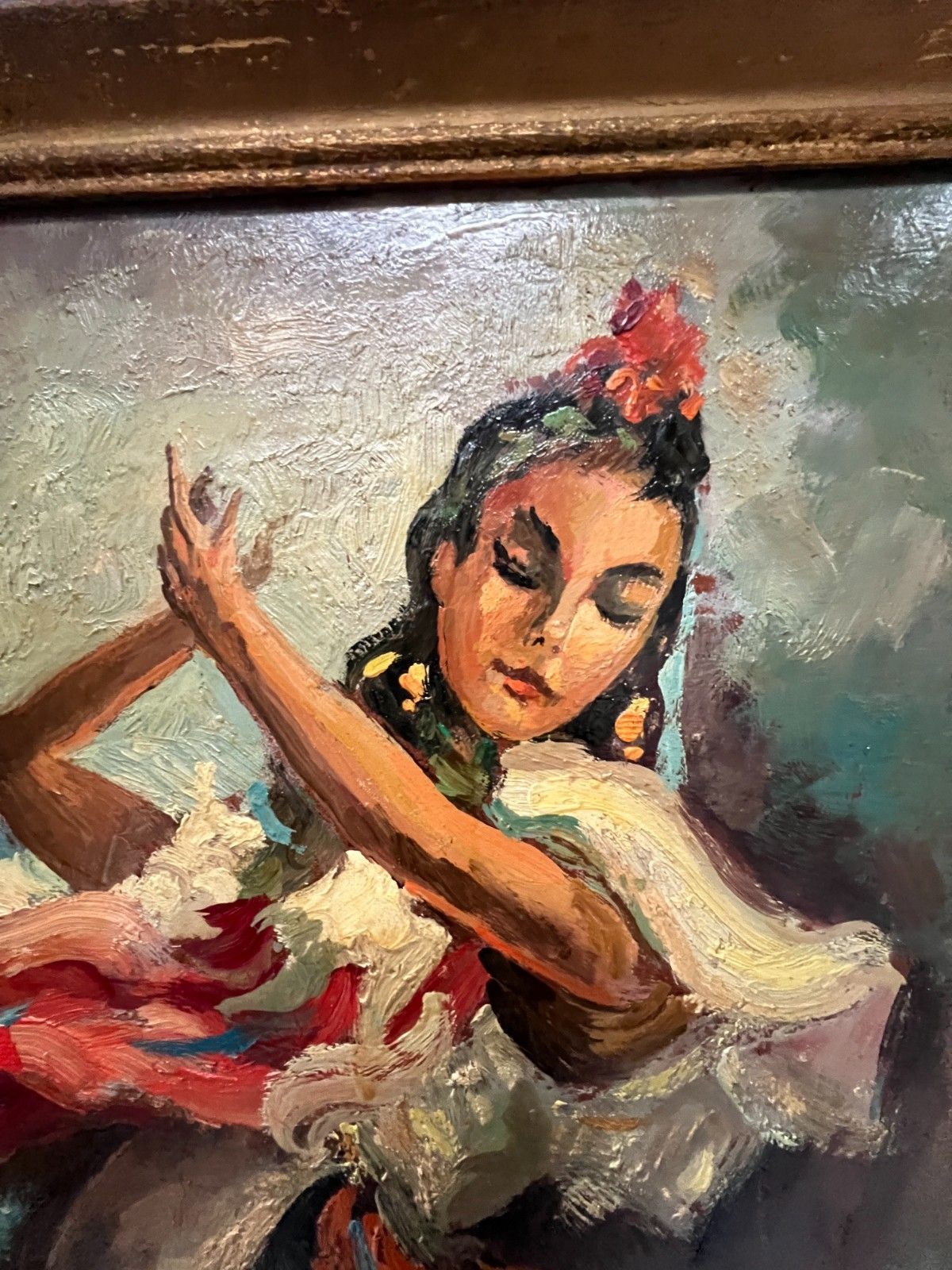 photo furniture Oil On Isorel "La Danceuce De Flamenco" 20th Century