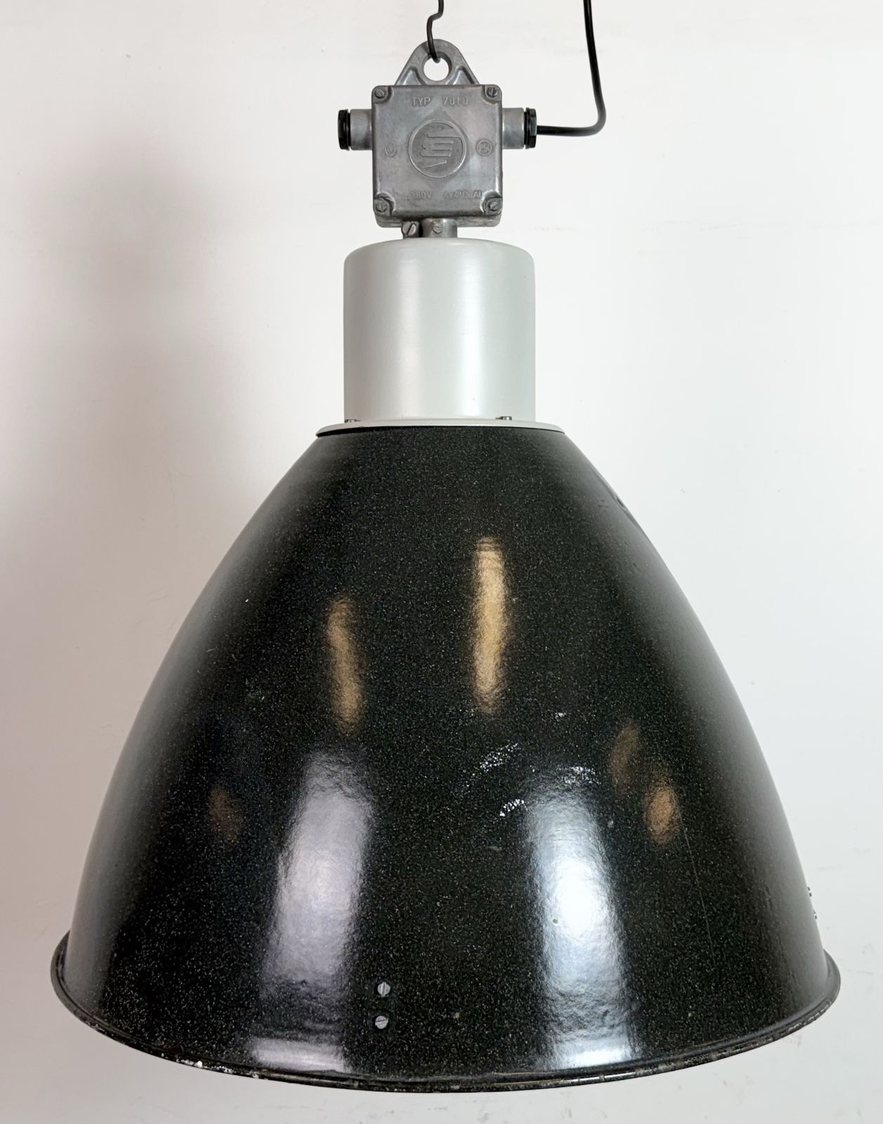 Large Industrial Enamel Factory Pendant Lamp From Elektrosvit, 1960s, 49x photo for sale