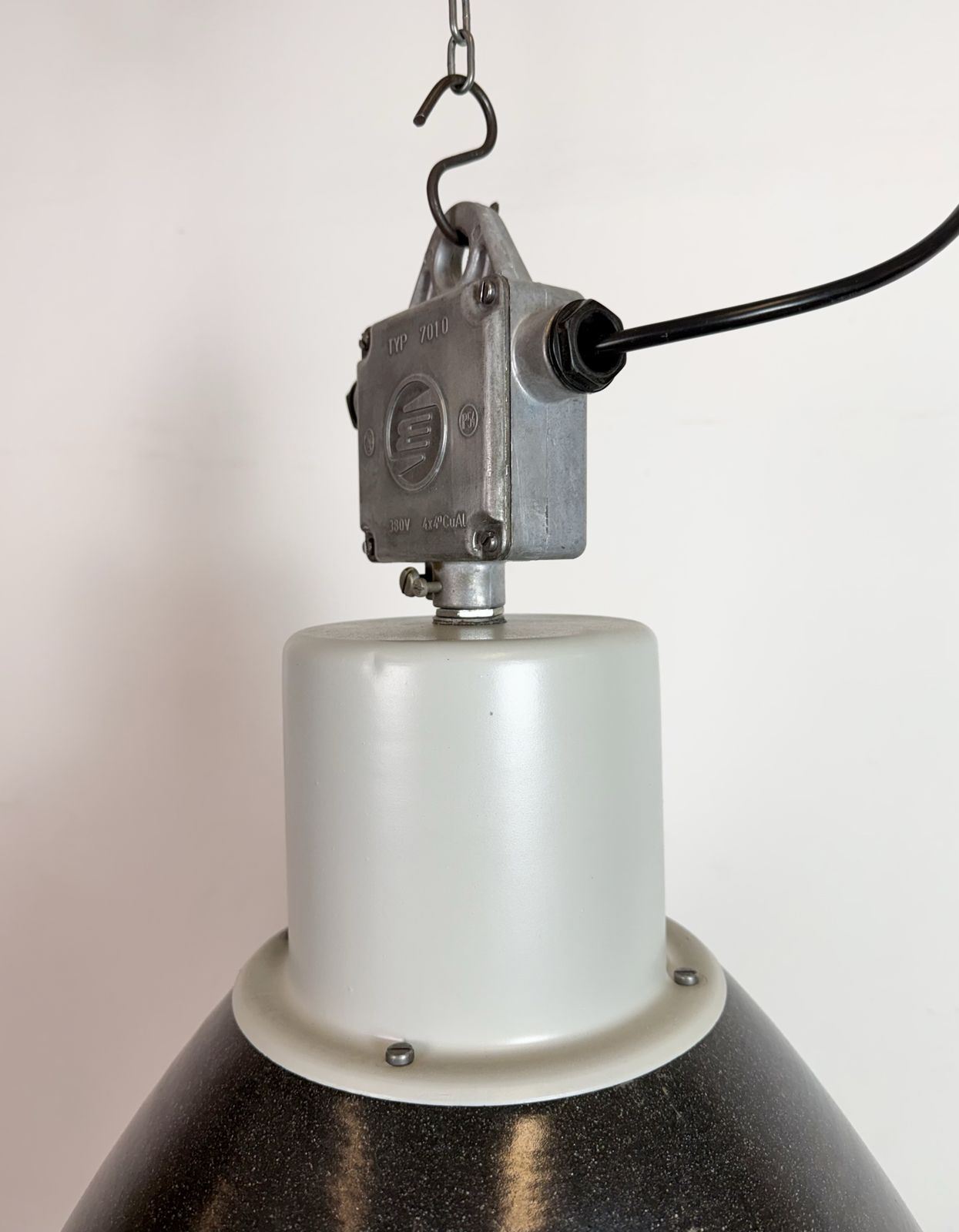 photo for sale Large Industrial Enamel Factory Pendant Lamp From Elektrosvit, 1960s, 49x