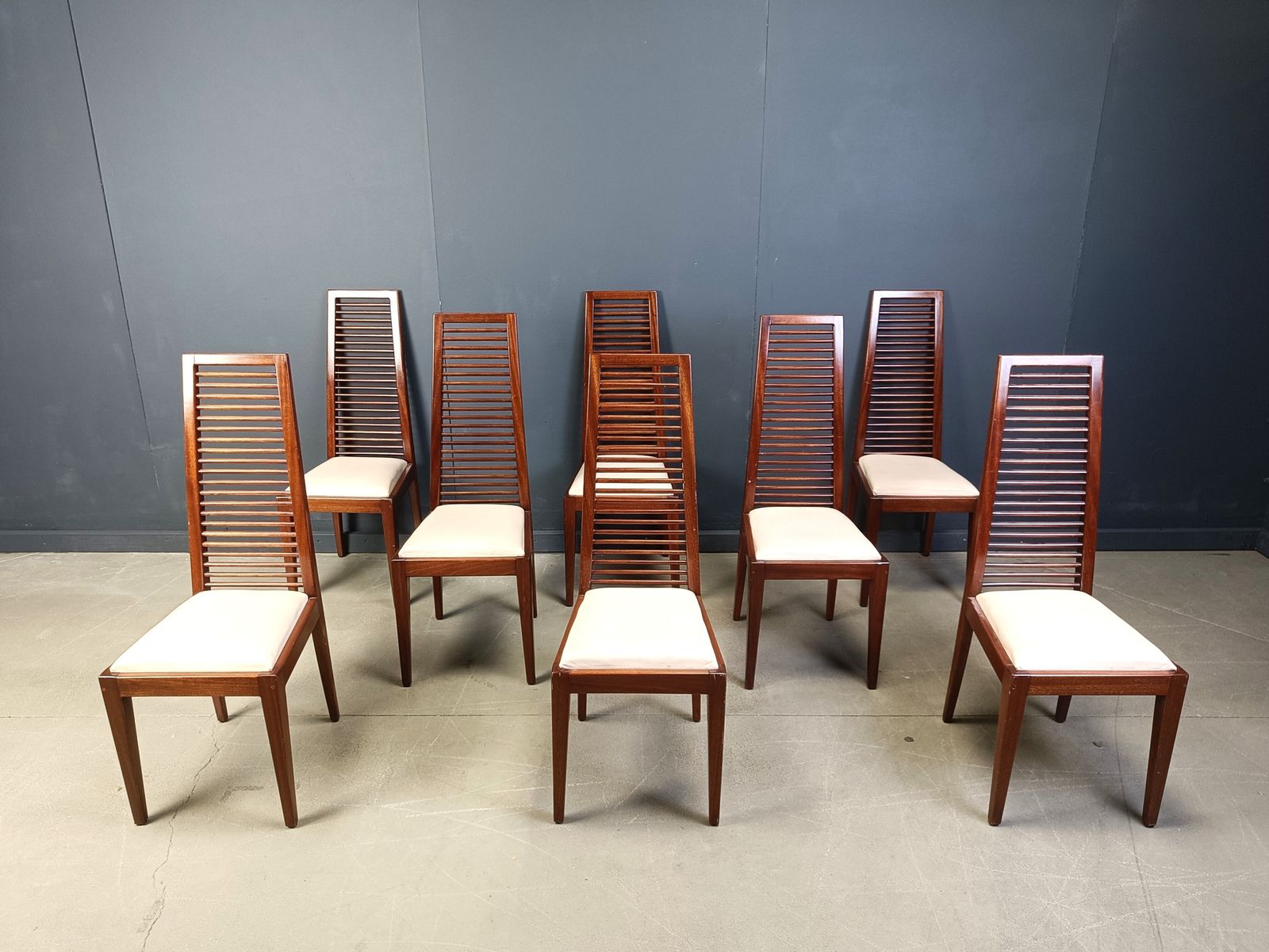 Set Of 8 Italian High Back Dining Chairs, 1980s photo furniture