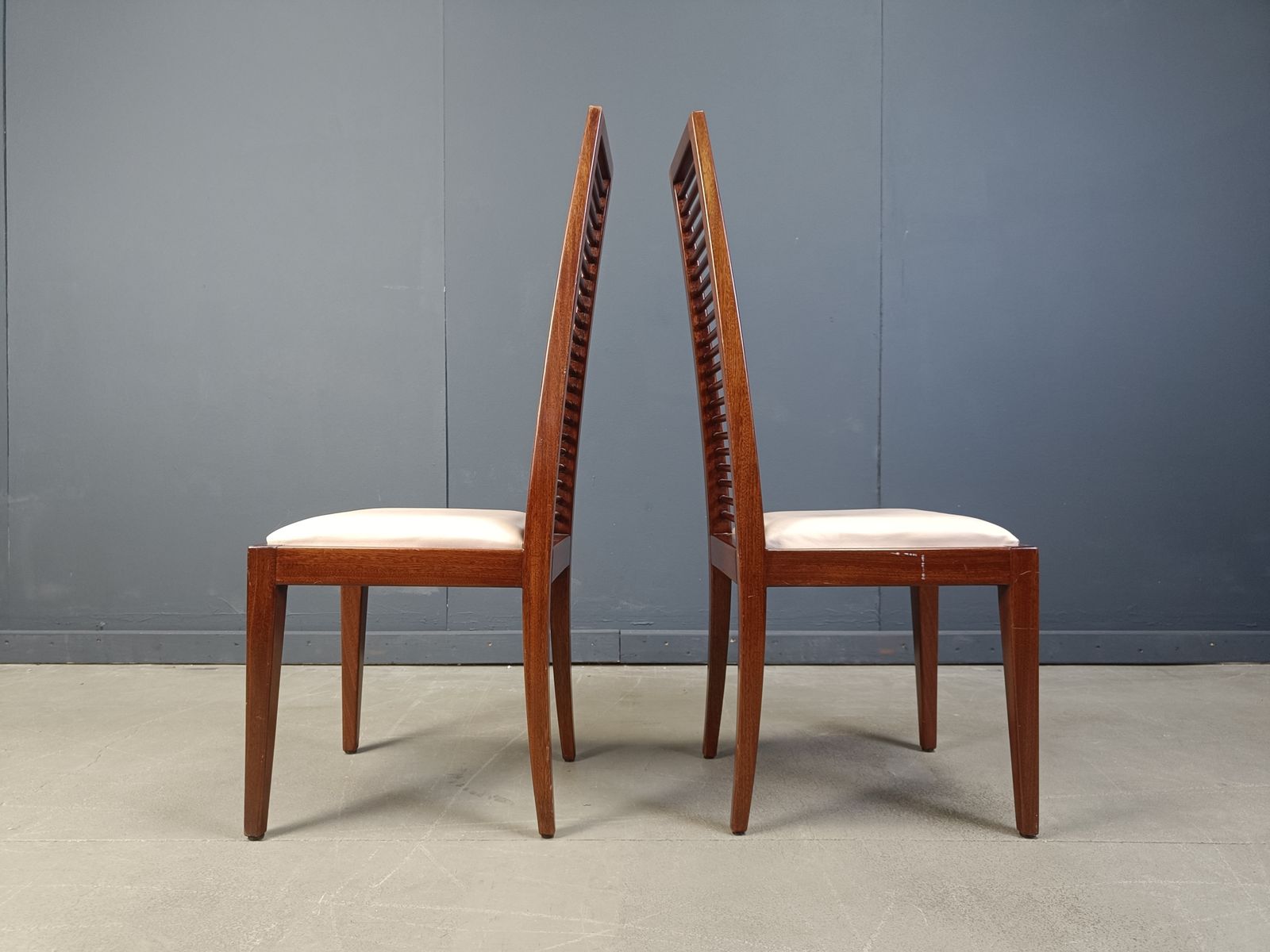 photo for sale Set Of 8 Italian High Back Dining Chairs, 1980s