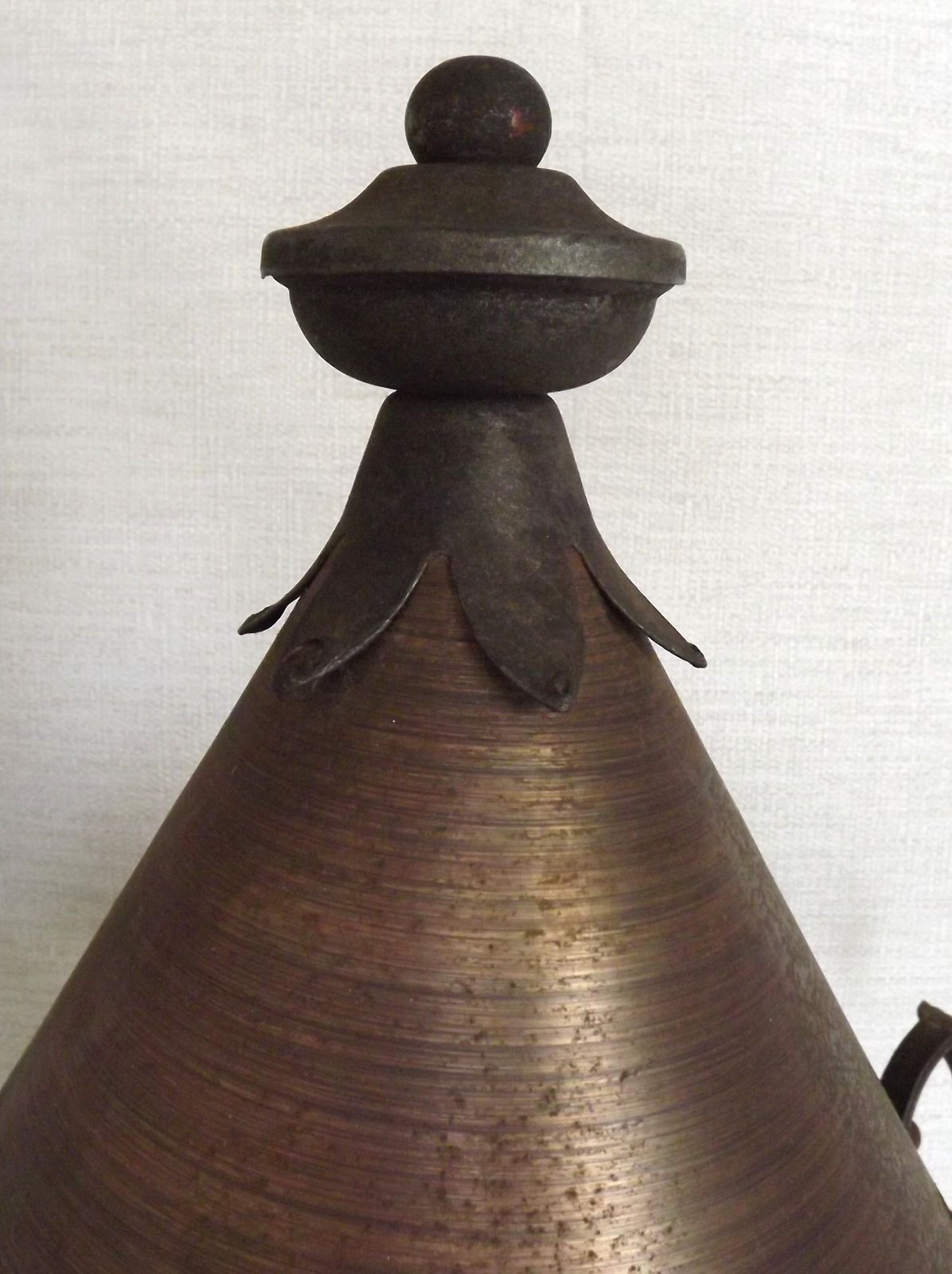 155.0 Large French Vintage Copper And Wrought Iron Lantern Style Wall Light photo