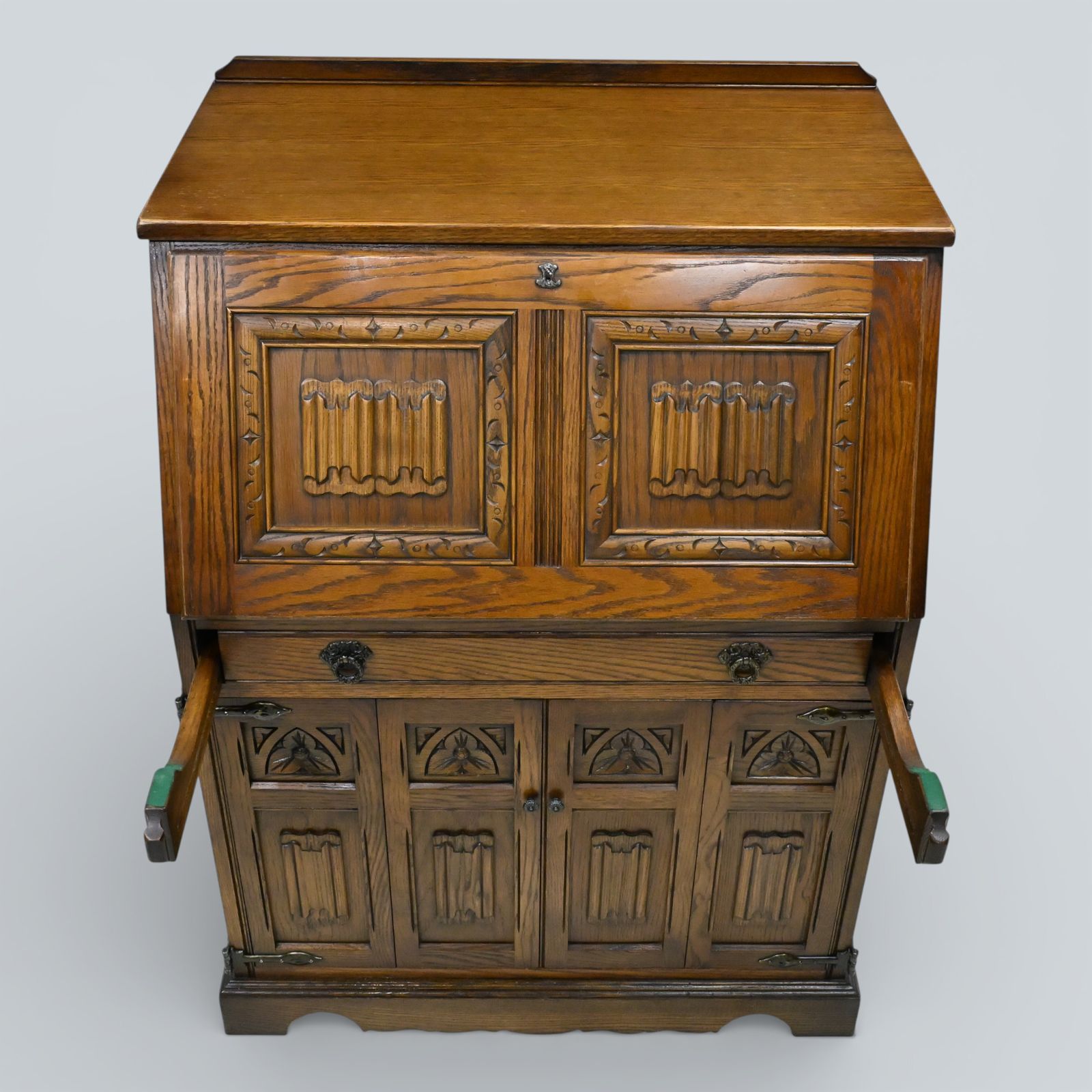 photo vintage Old Charm Computer Bureau Micro Office Light Oak Red Leather Free Uk Delivery