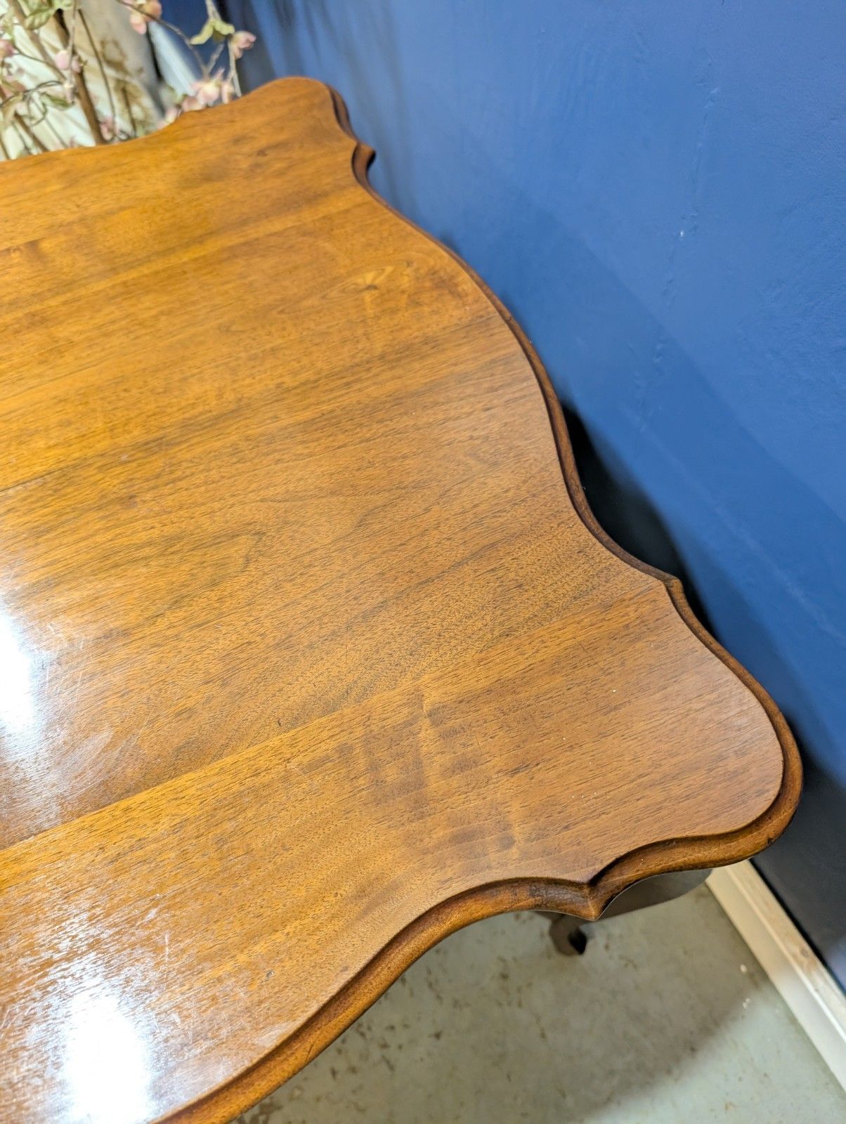 Antique Mahogany Side Table Wooden Art Deco Window  Scalloped Top 2 Tier End photo Furniture