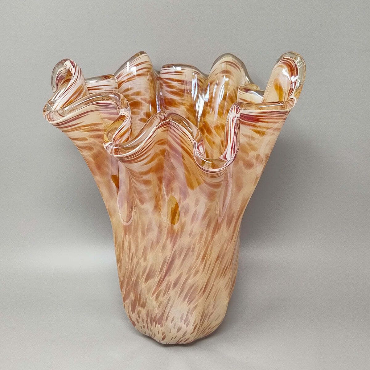 1970s Exquisite Michielotto Murano Glass Draped Vase Made In Italy photo Home Decor