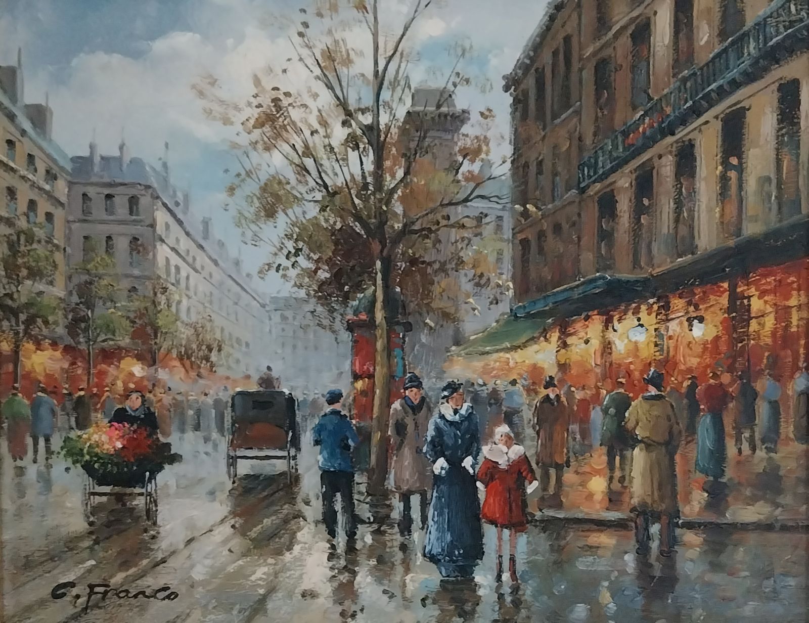 Impressionist Oil Painting Parisian Street Scene photo furniture