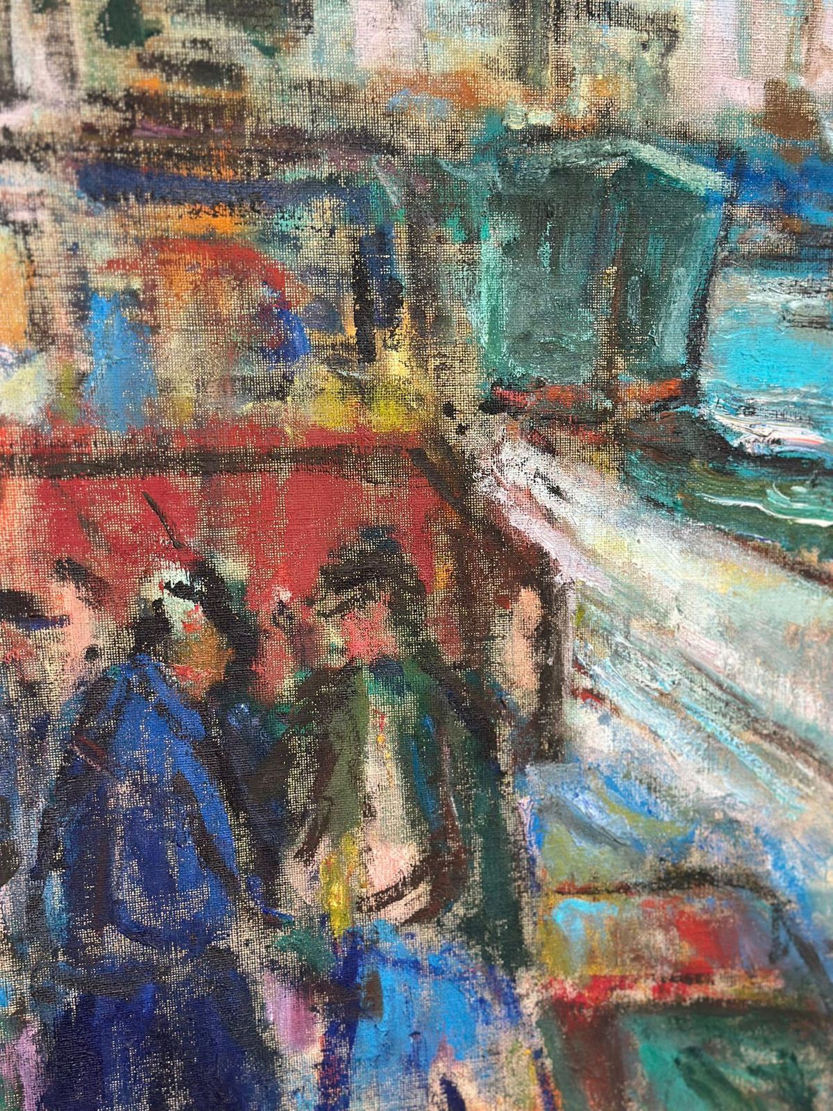 Original Mid Century Swedish Oil On Canvas – “Port Of Gothenburg” By Eric With – Vintage & Framed – 74.5 × 92.5 Cm (29.3" × 36.4") photo vintage