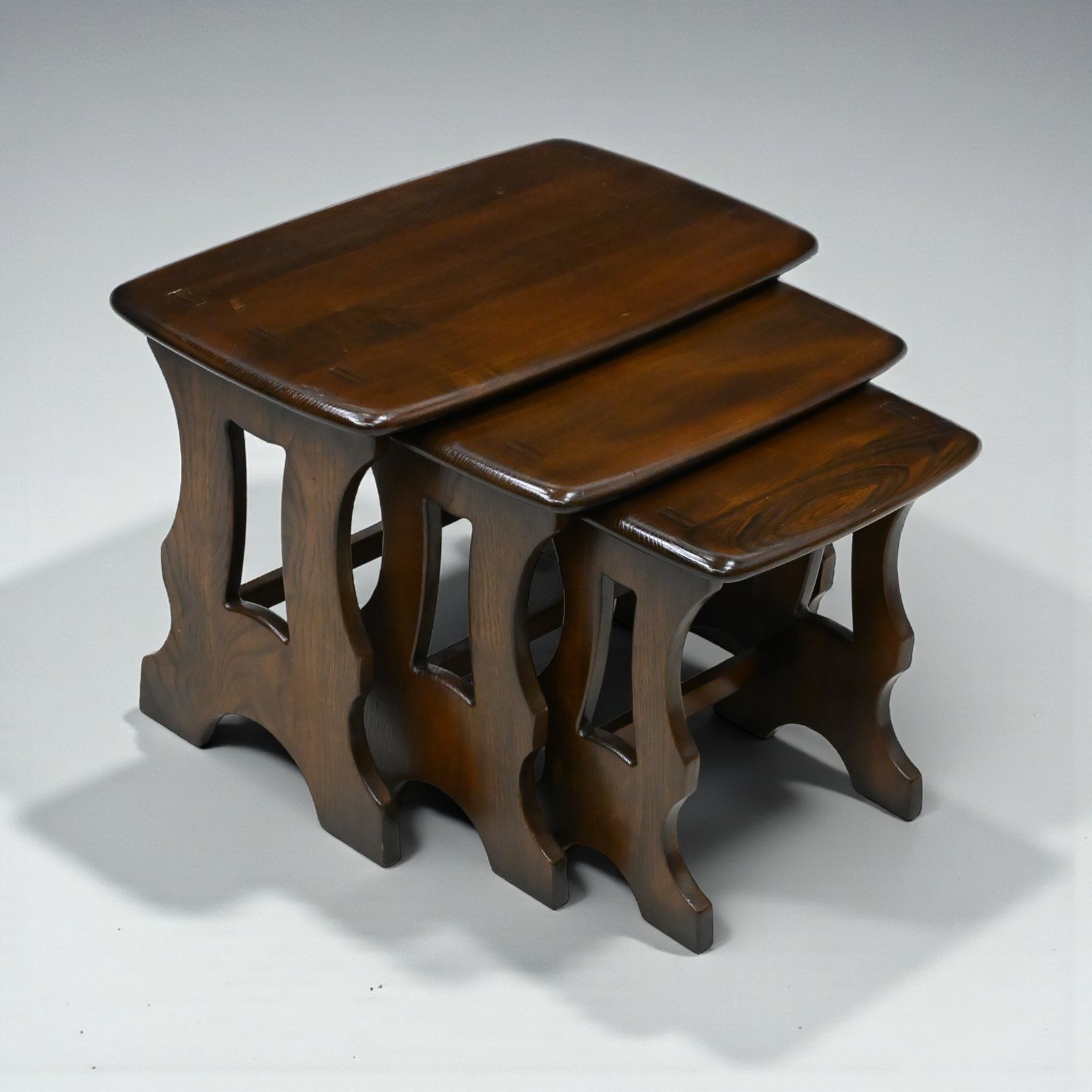 Ercol Nest Of 3 Tables Chantry Dark Finish 1970s Free Uk Delivery photo vintage