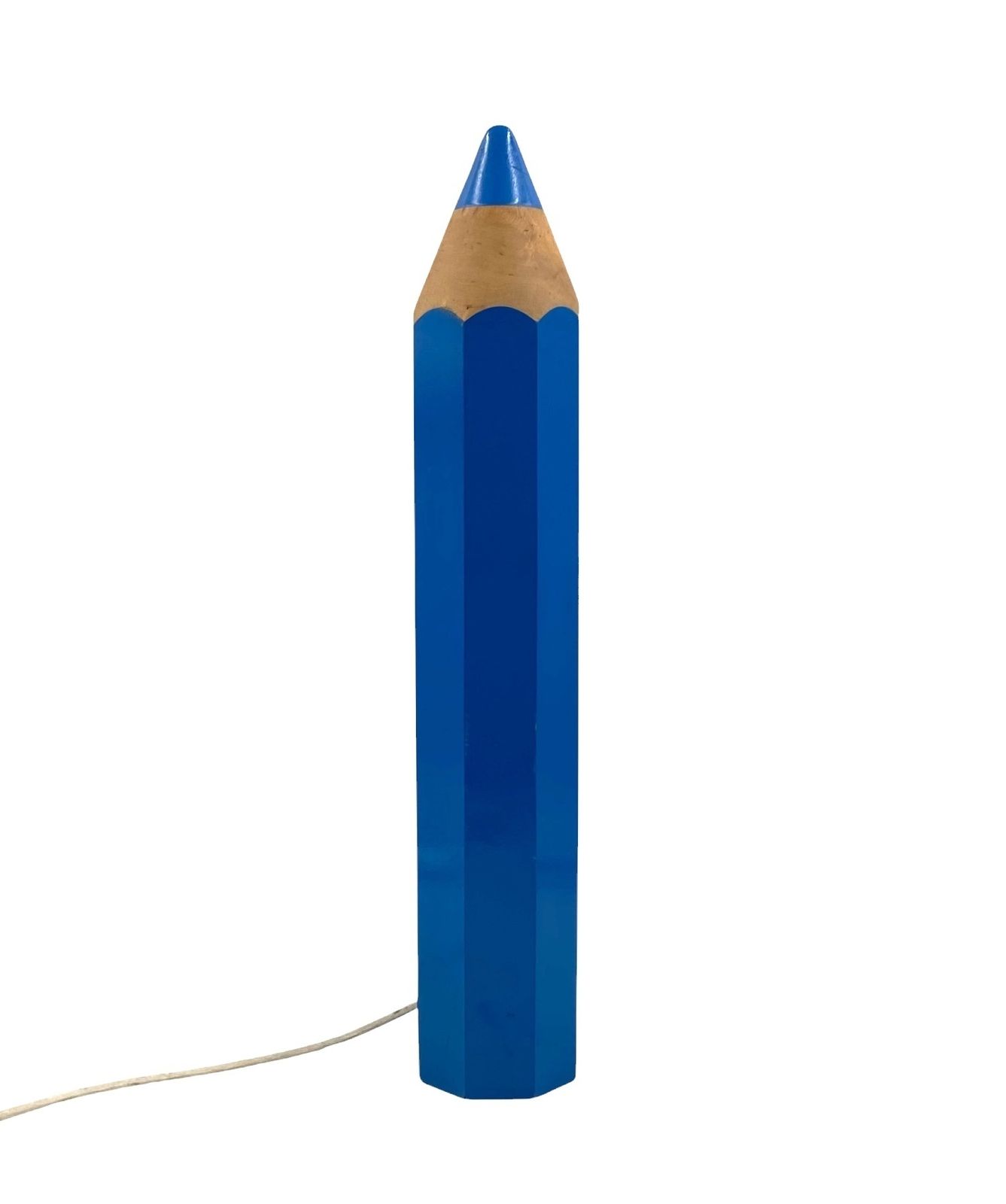 Michel Aroutcheff, Postmodern Blue Pencil Table Lamp, Ed. Vilac France 1980s photo furniture